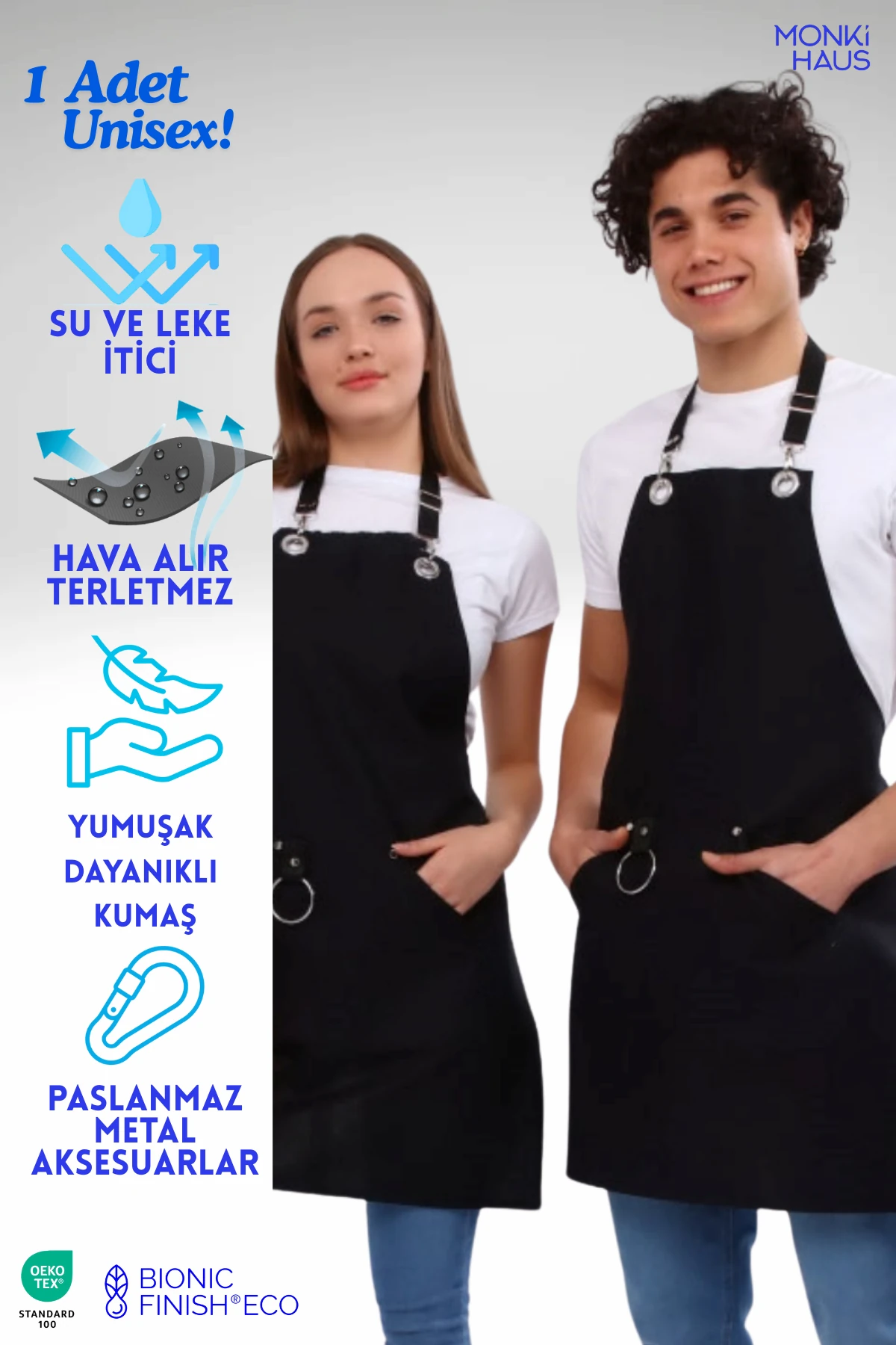 Cafe Barista Kuaför Barmen Çiçekçi Mutfak Önlükleri Leke Tutmaz Bordo - tam siyah