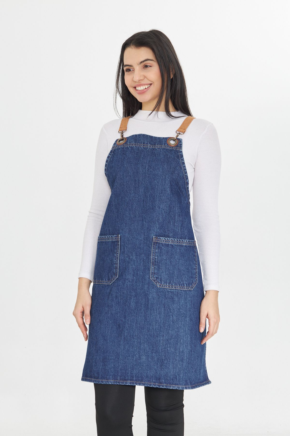 Kafe Barista Seramik Pasta Aşçı Garson Çiçekçi Restoran Cafe Denim Apron Unisex Kot Önlük - açık mavi