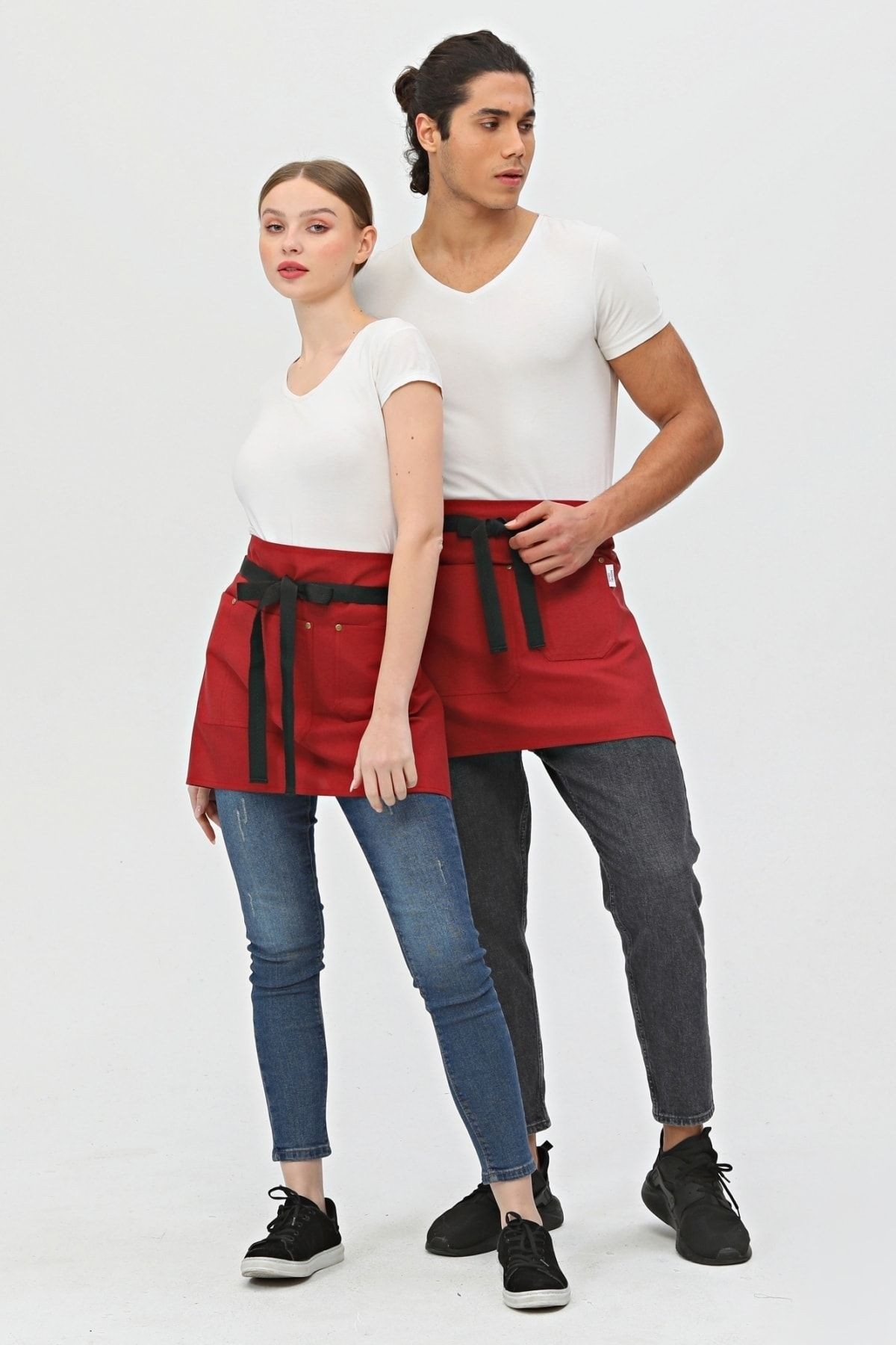 Cafe, Barista, Kuaför, Barmen, Çiçekçi, Mutfak Önlük, Leke Tutmaz, Gri Antrasit Yarım Kısa Önlük