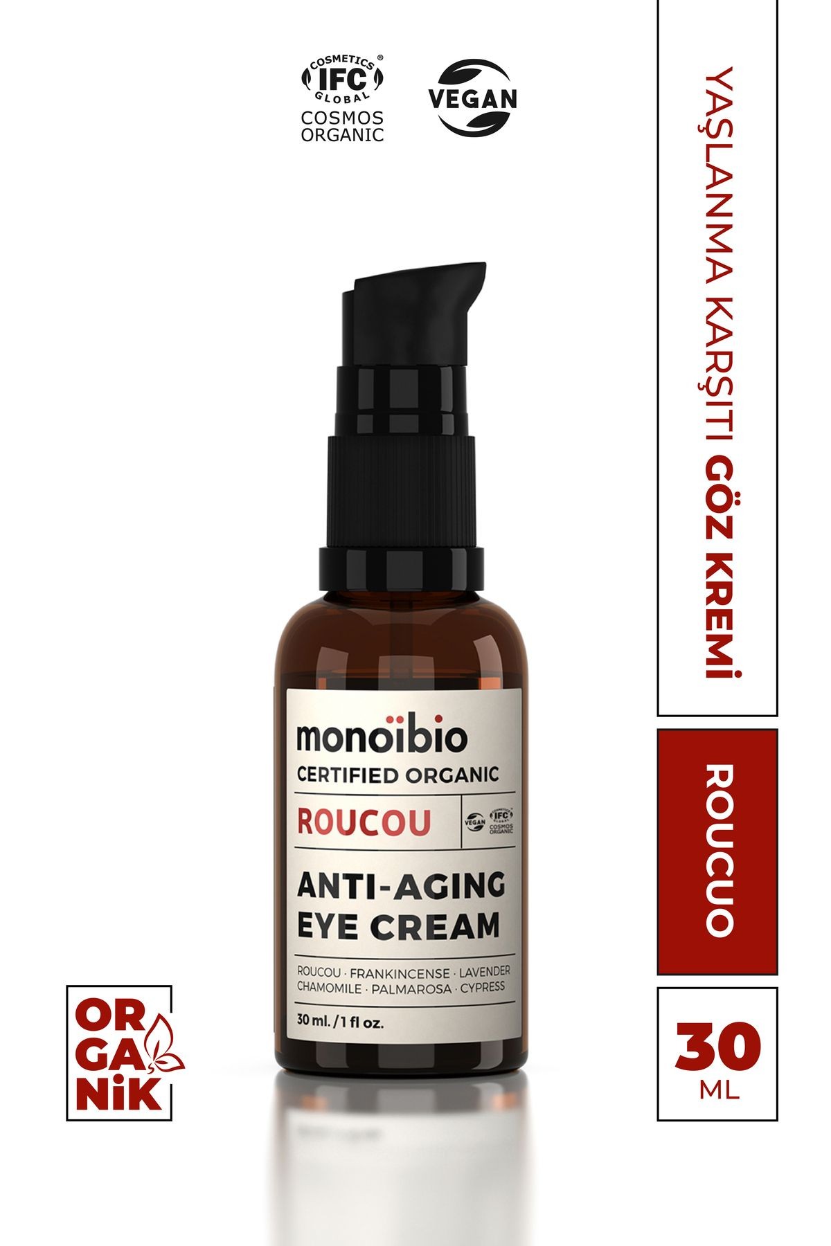 Roucou Organik Anti-Aging Göz Çevresi Bakım Kremi - Kırışıklık ve Göz Altı Torbalarına Karşı - Monoibio
