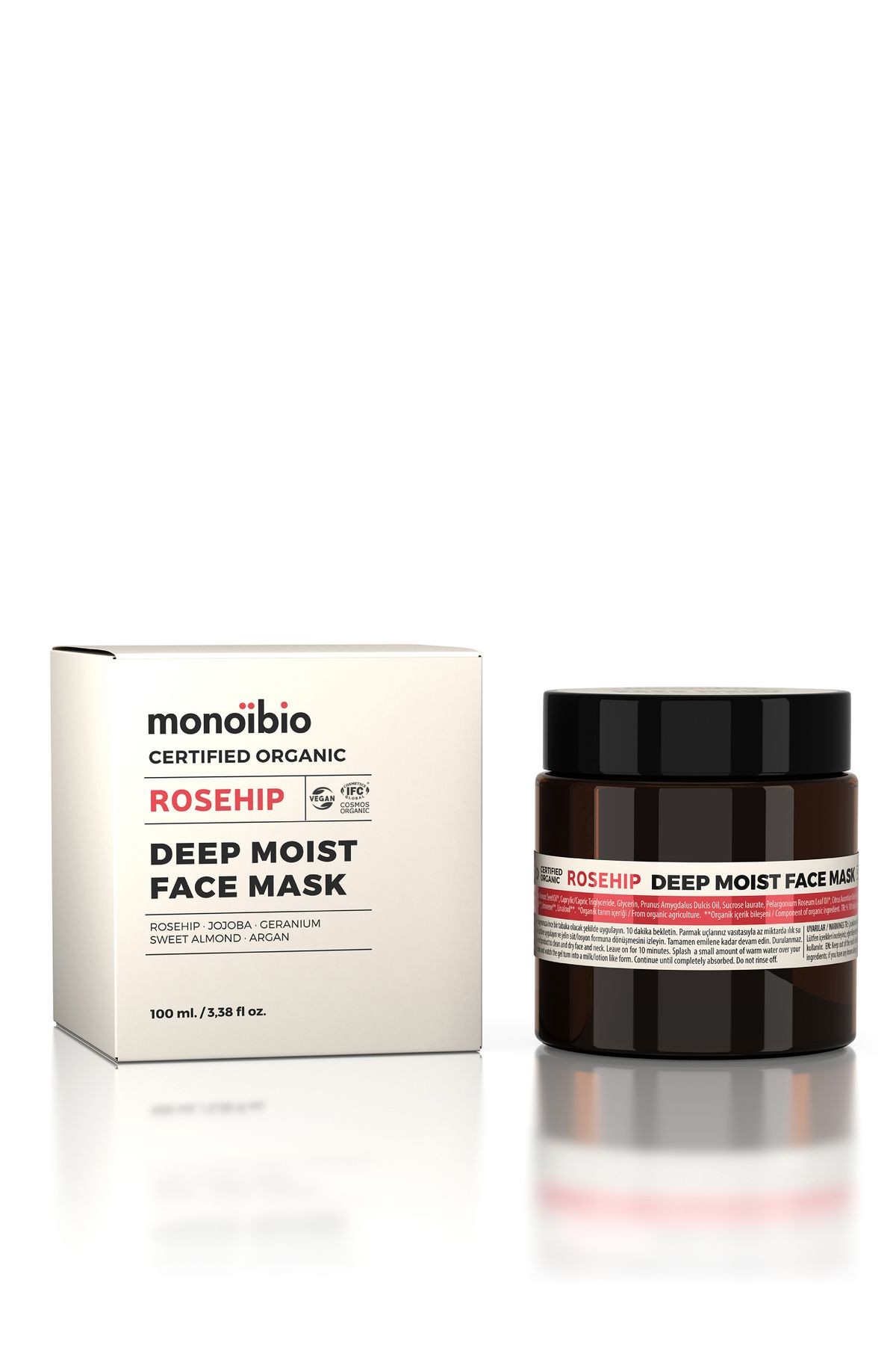 Rosehip Organik Yüz Bakım Maskesi - Derinlemesine Nemlendirme ve Onarım - Monoibio