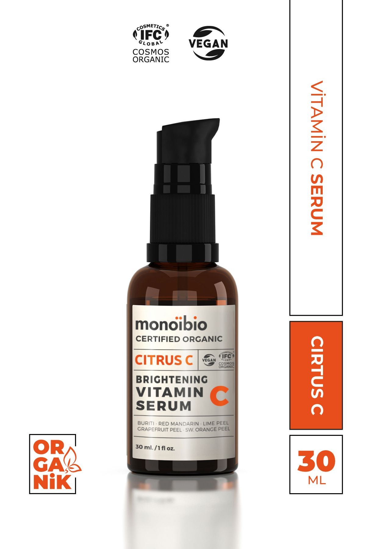 Citrus-c Organik Vitamin C Serum - Cilt Tonu Aydınlatıcı Leke Karşıtı Cilt Bakım Gece Serumu 30 ml