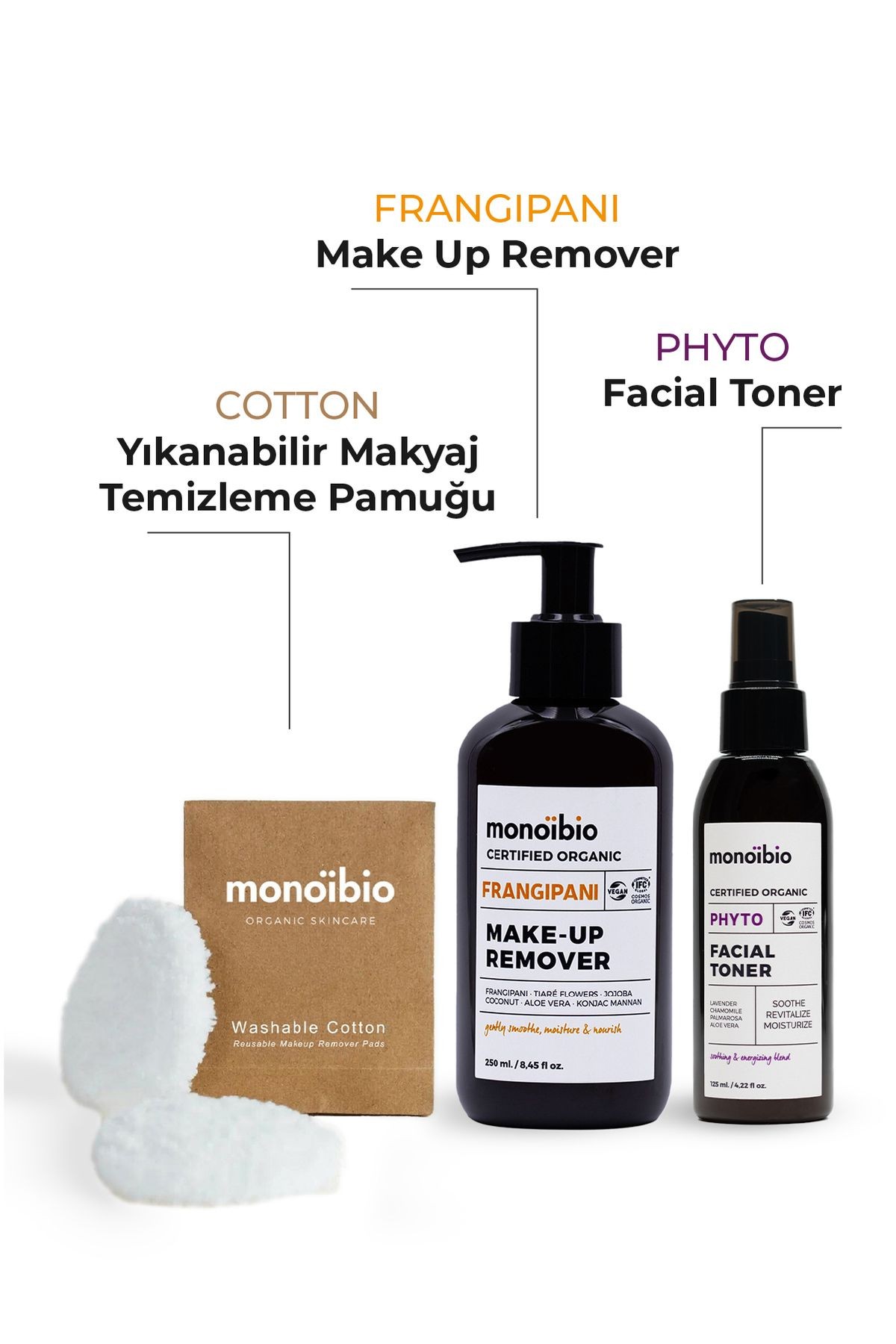 Pure Rituals Organik Makyaj Temizleme Seti - Frangipani Makeup Remover - Phyto Tonik - Makeup Pad
