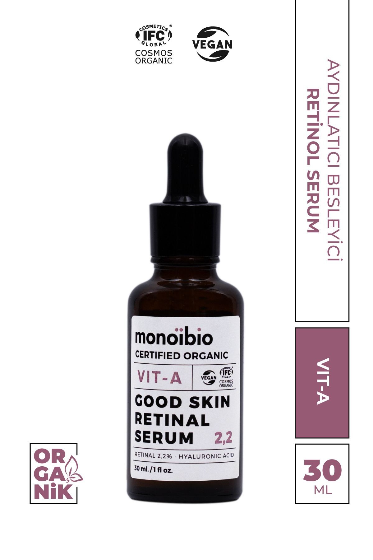 Good Skin Organik Retinol Serum - Hyalüronik Asit Serum - Vitamini A Aydınlatıcı Retinal Serum 30 ml