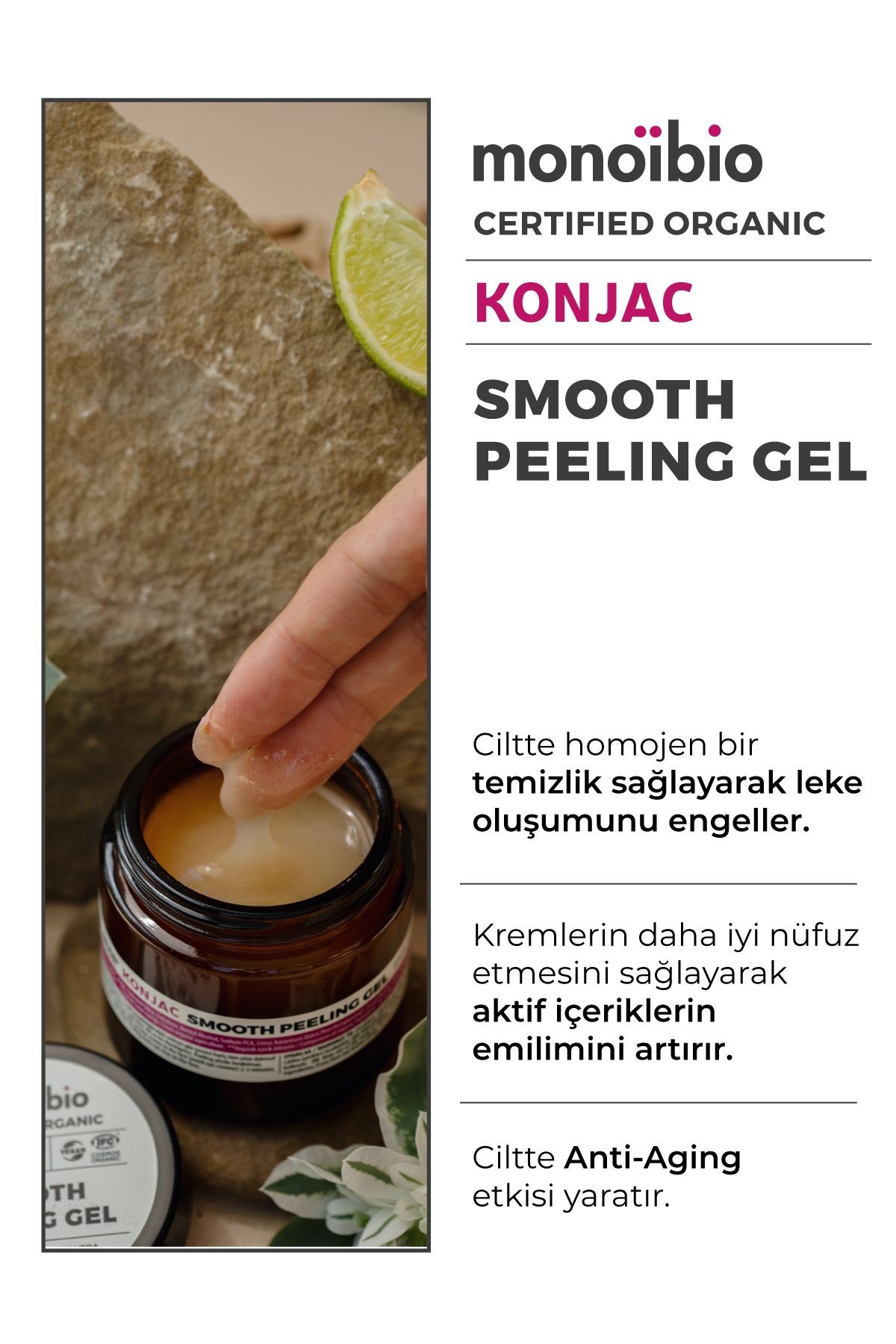 Konjac Organik Yüz Peeling Jeli - Cilt Yenileyici ve Arındırıcı - Monoibio
