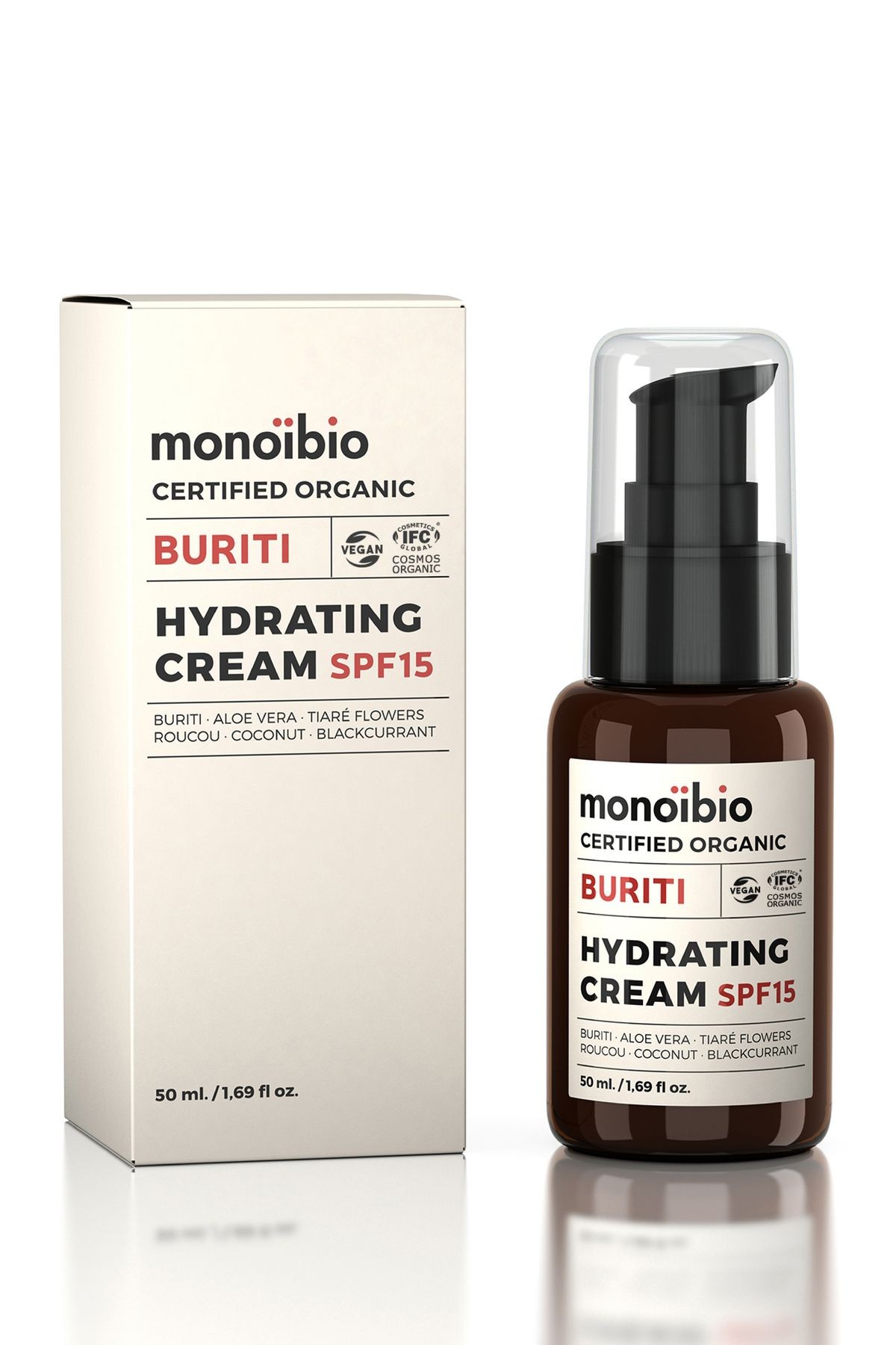 Buriti Organik Nemlendirici Krem SPF15 - Doğal Güneş Koruyuculu - Monoibio