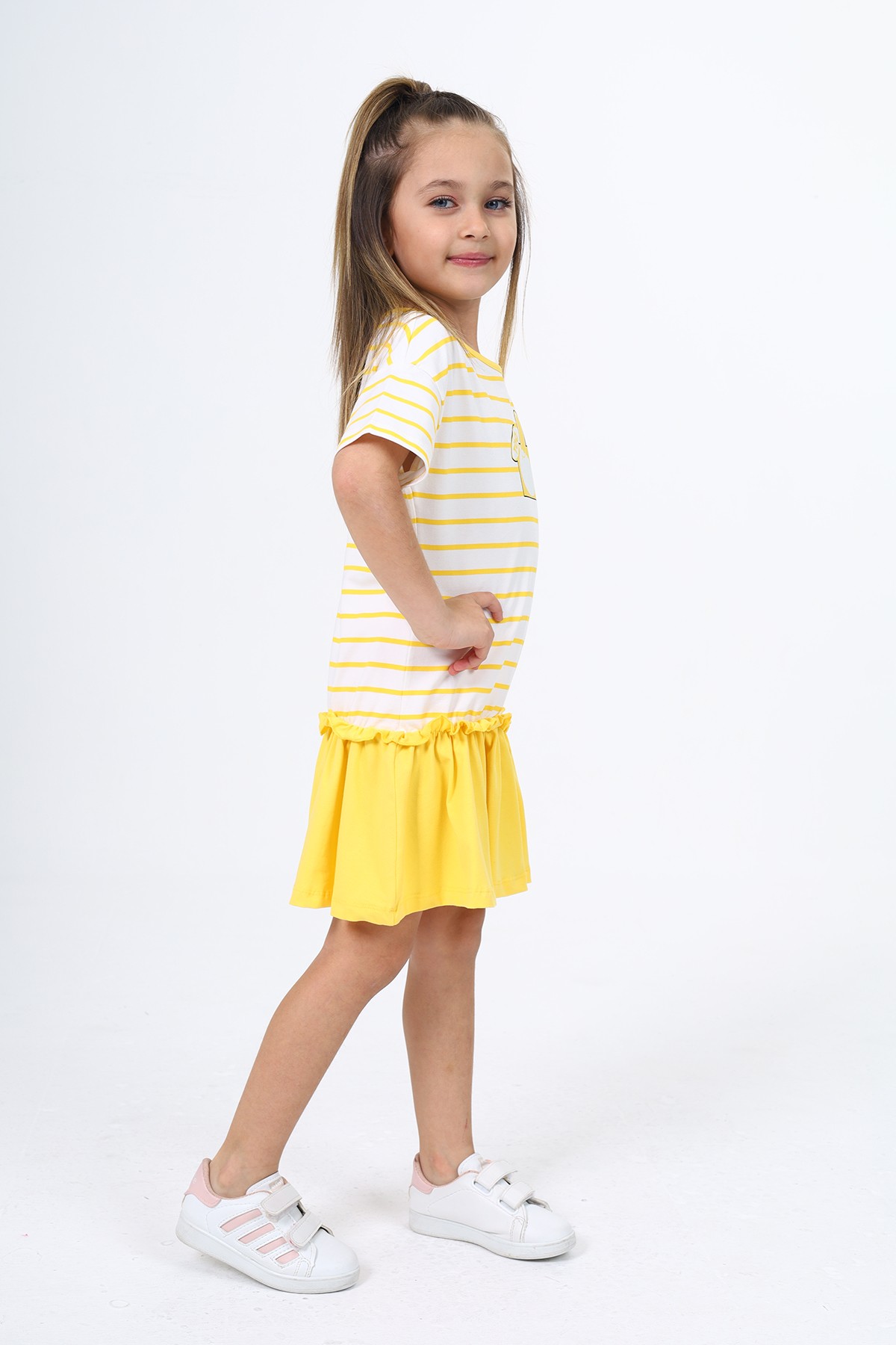 Toontoy Kız Çocuk Çizgili Elbise