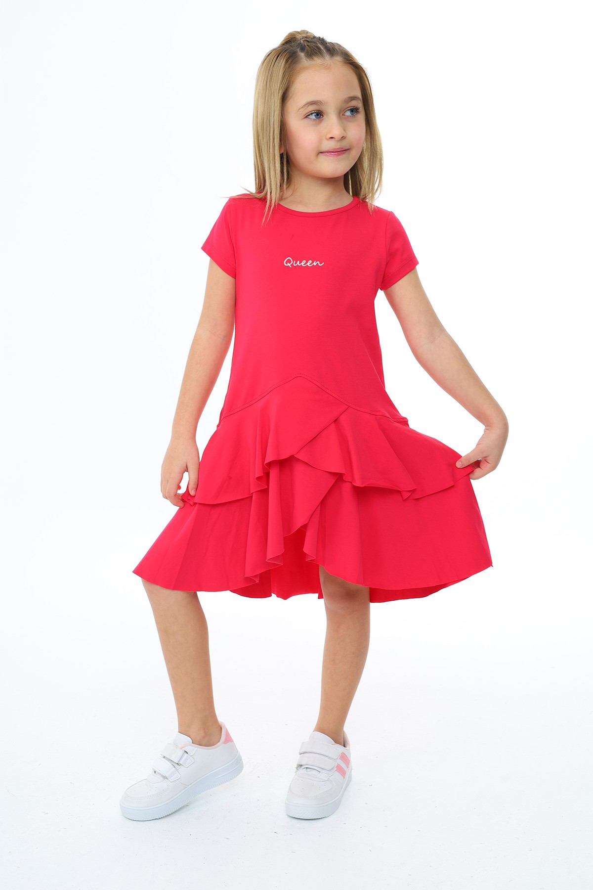 Toontoy Kız Çocuk Nakışlı Elbise