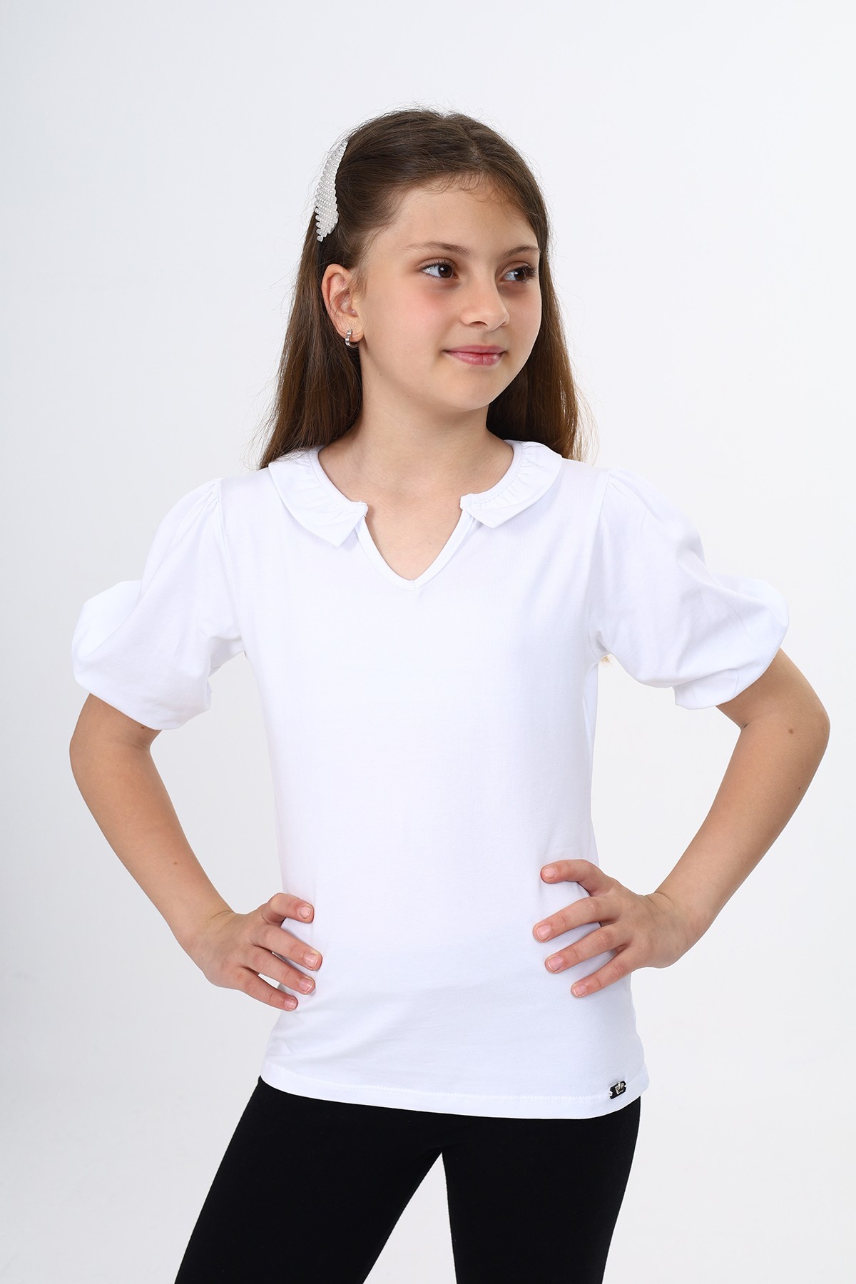 Toontoy Kız Çocuk Balon Kol Tişört