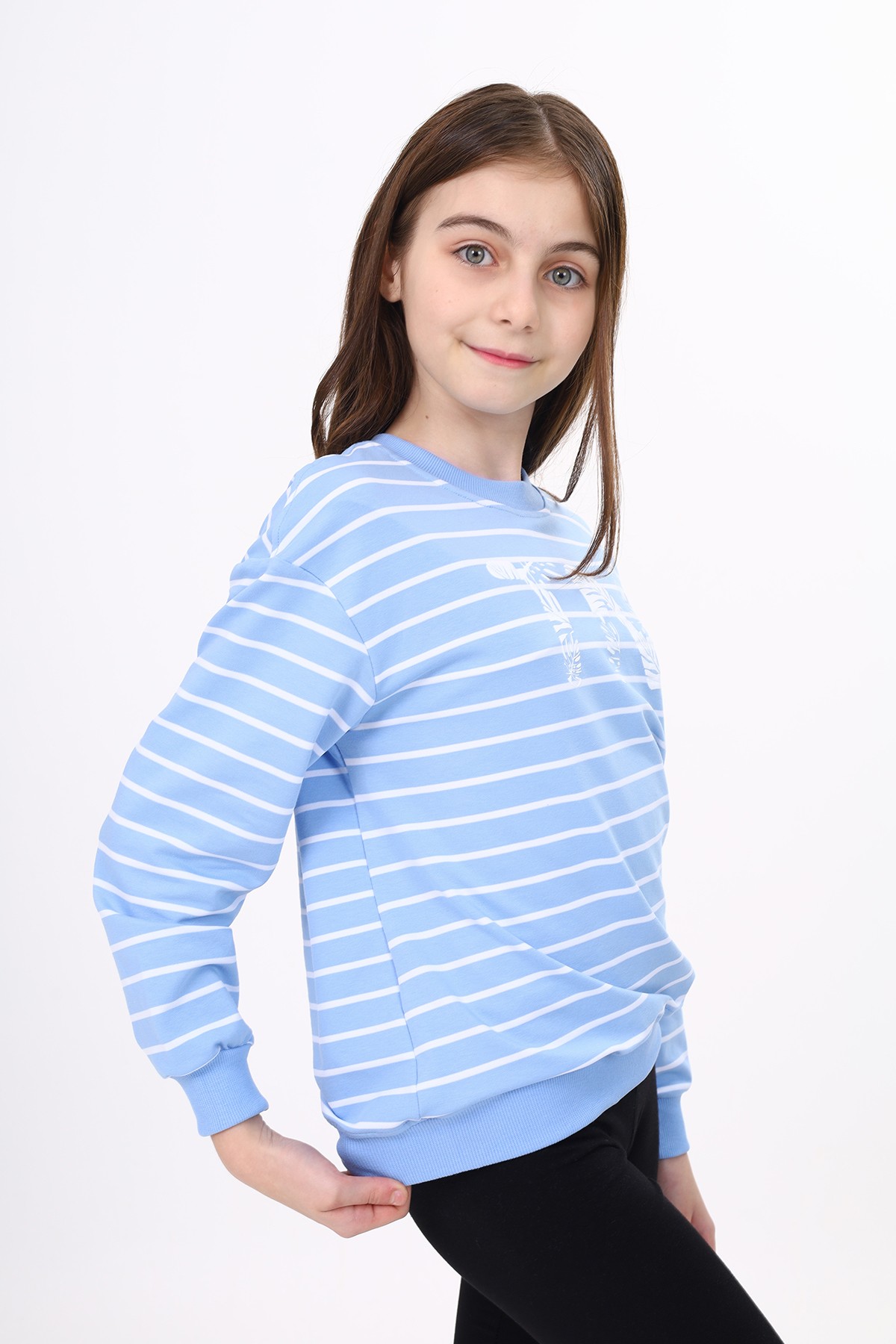 Toontoy Kız Çocuk Çizgili Sweatshirt