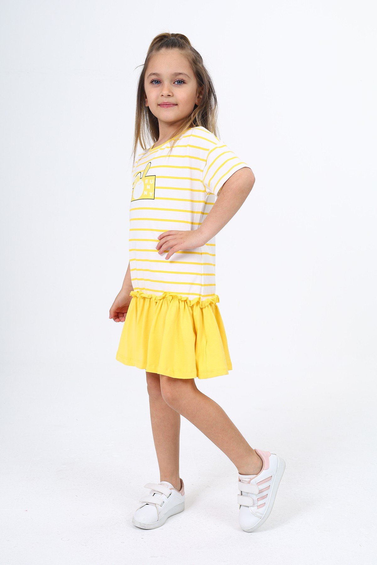 Toontoy Kız Çocuk Çizgili Elbise