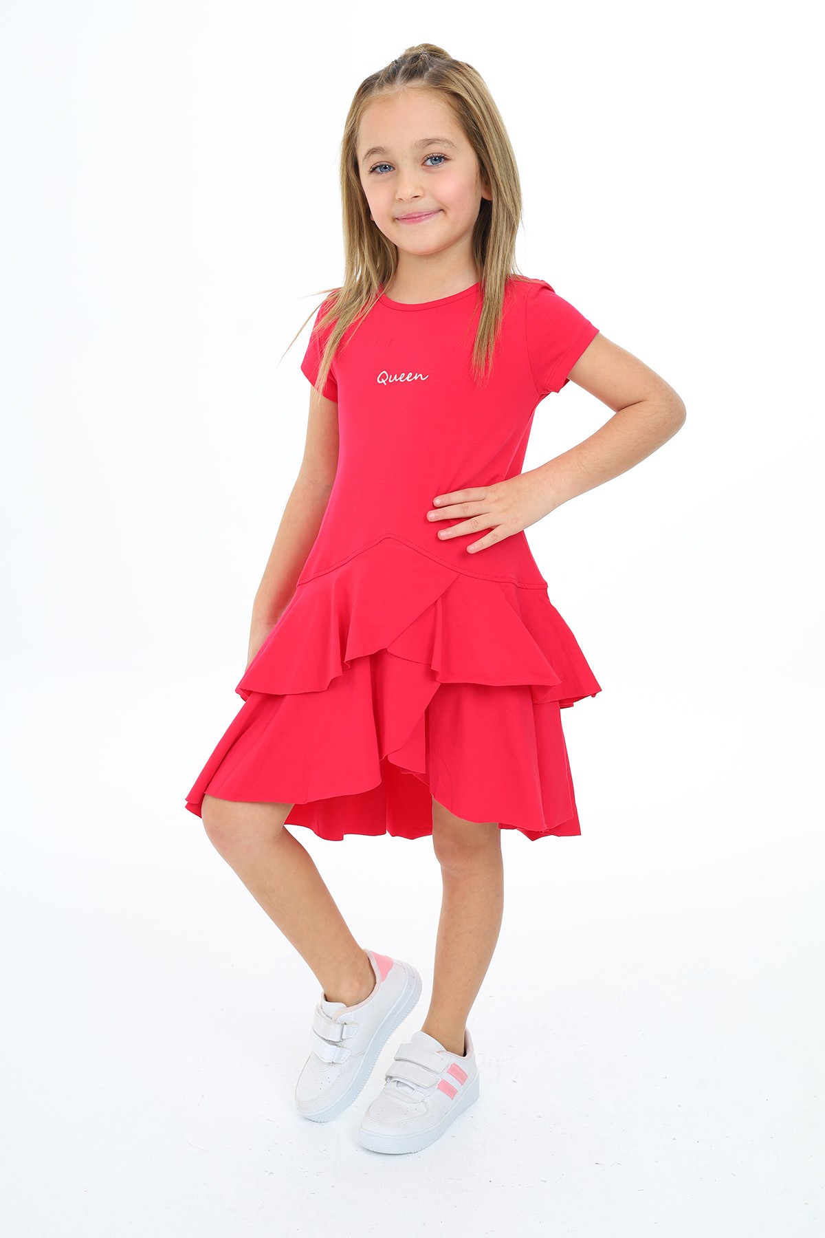 Toontoy Kız Çocuk Nakışlı Elbise