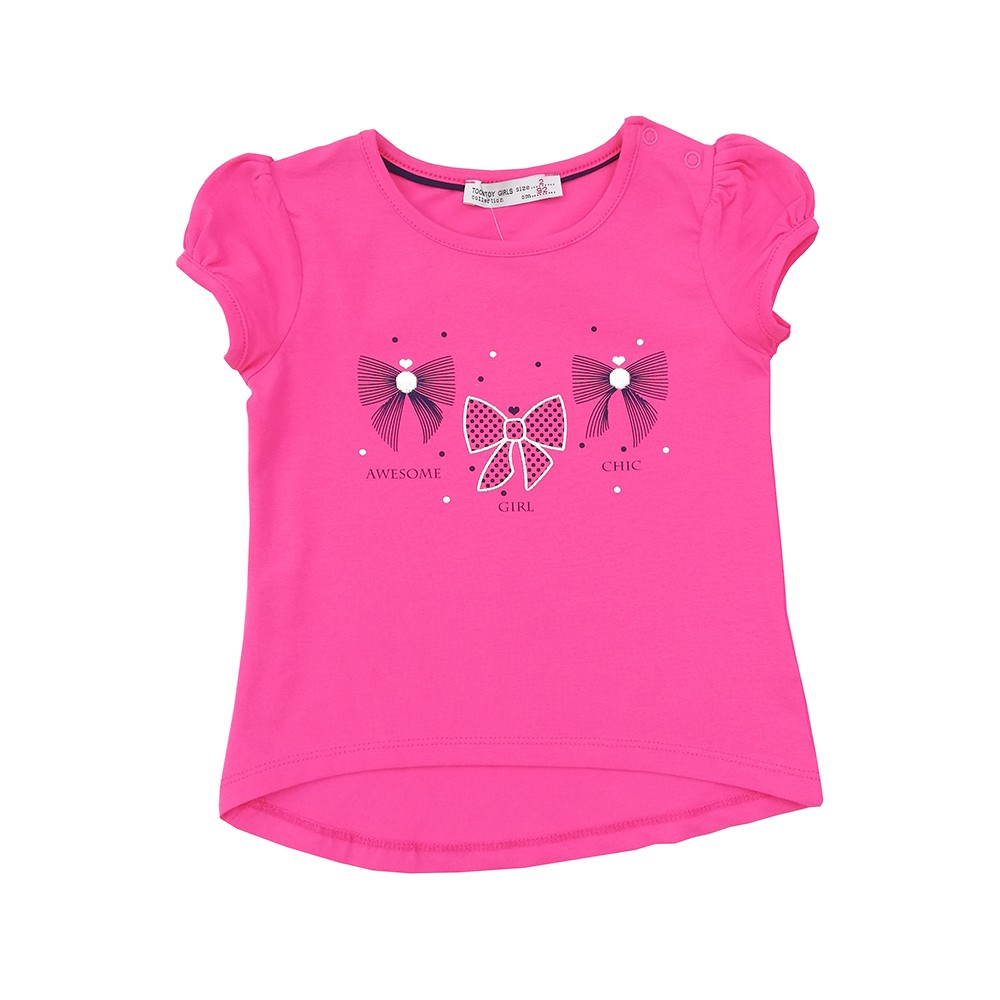 Toontoy Kız Bebek Fiyonk Baskılı Tişört
