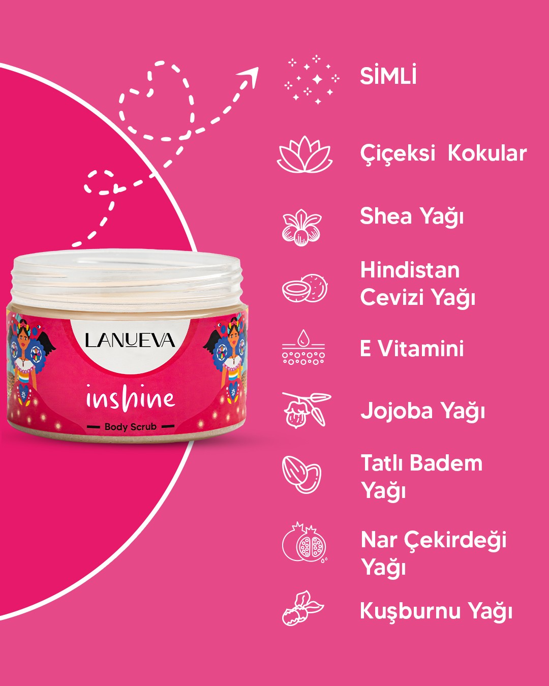 Lanueva Inshine Simli Body Scrub Besleyici Nemlendirici Ve Arındırıcı Vücut Peeling