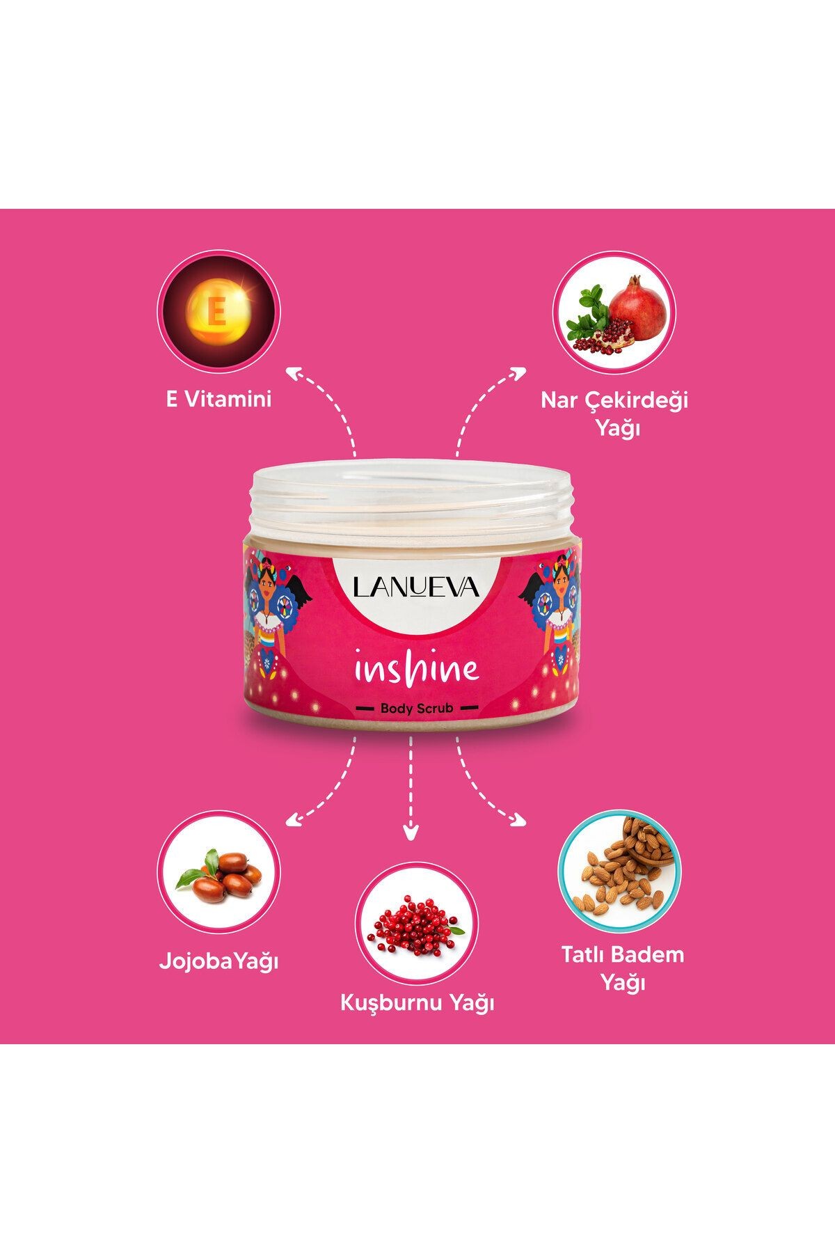 Lanueva Inshine Simli Body Scrub Besleyici Nemlendirici Ve Arındırıcı Vücut Peeling
