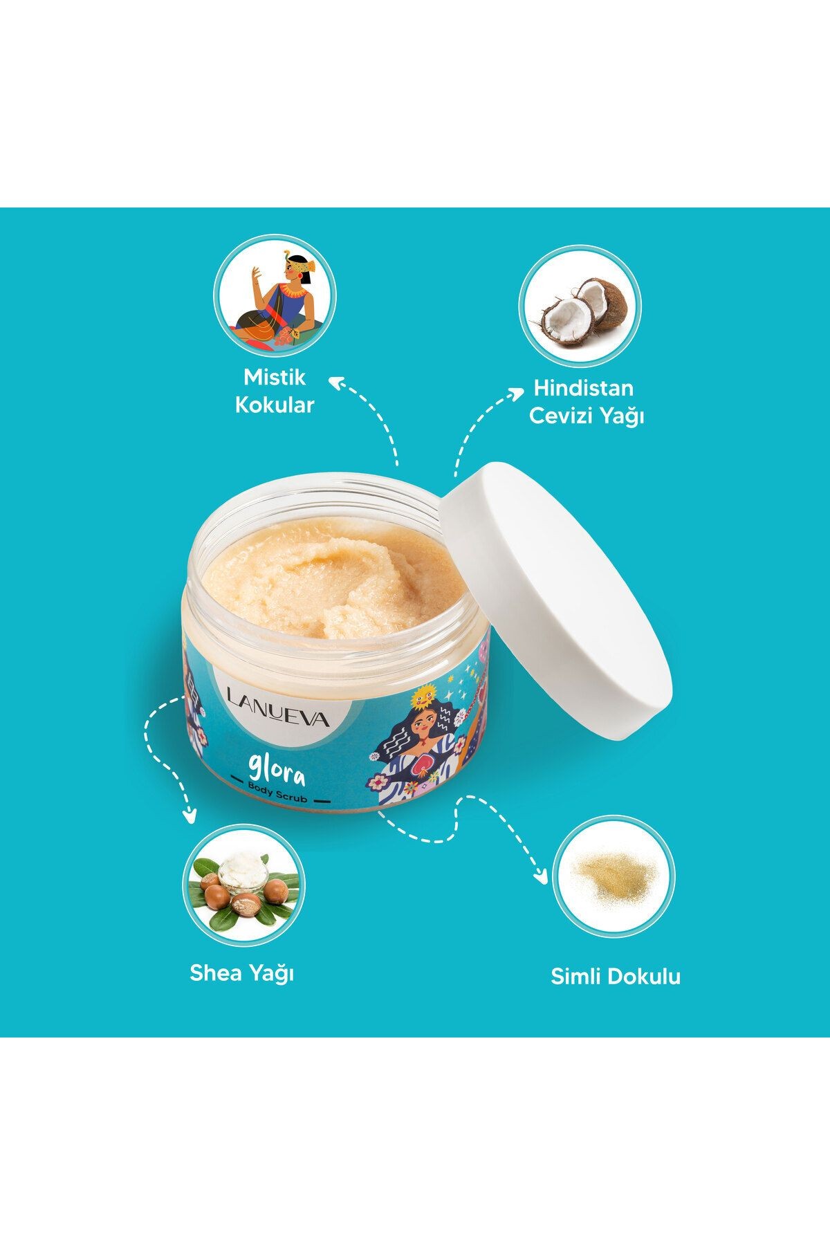 Lanueva Glora Simli Body Scrub Arındırıcı Besleyici Ve Nemlendirici Vücut Peelingi