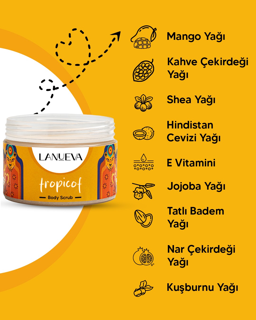 Lanueva Tropicof Body Scrub Besleyici Nemlendirici Vücut Pellingi