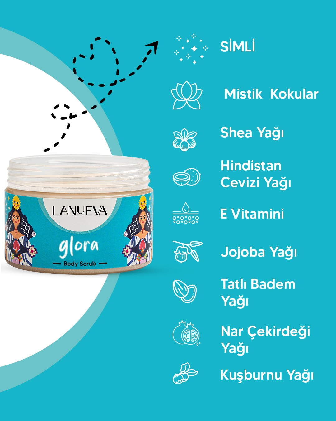 Lanueva Glora Simli Body Scrub Arındırıcı Besleyici Ve Nemlendirici Vücut Peelingi