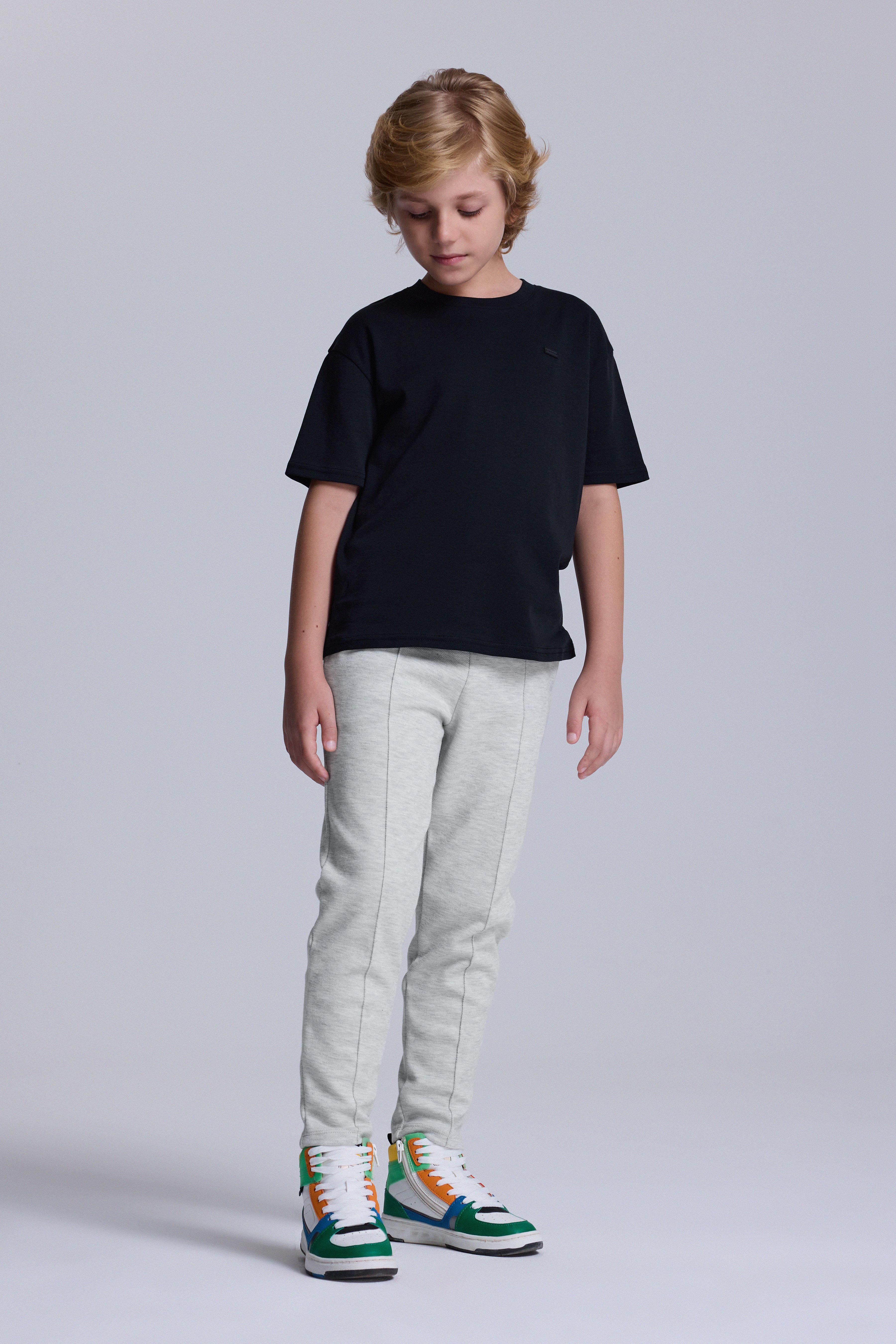 (Kids Boy) Nervürlü Jogger Pantolon - GRİ MELANJ