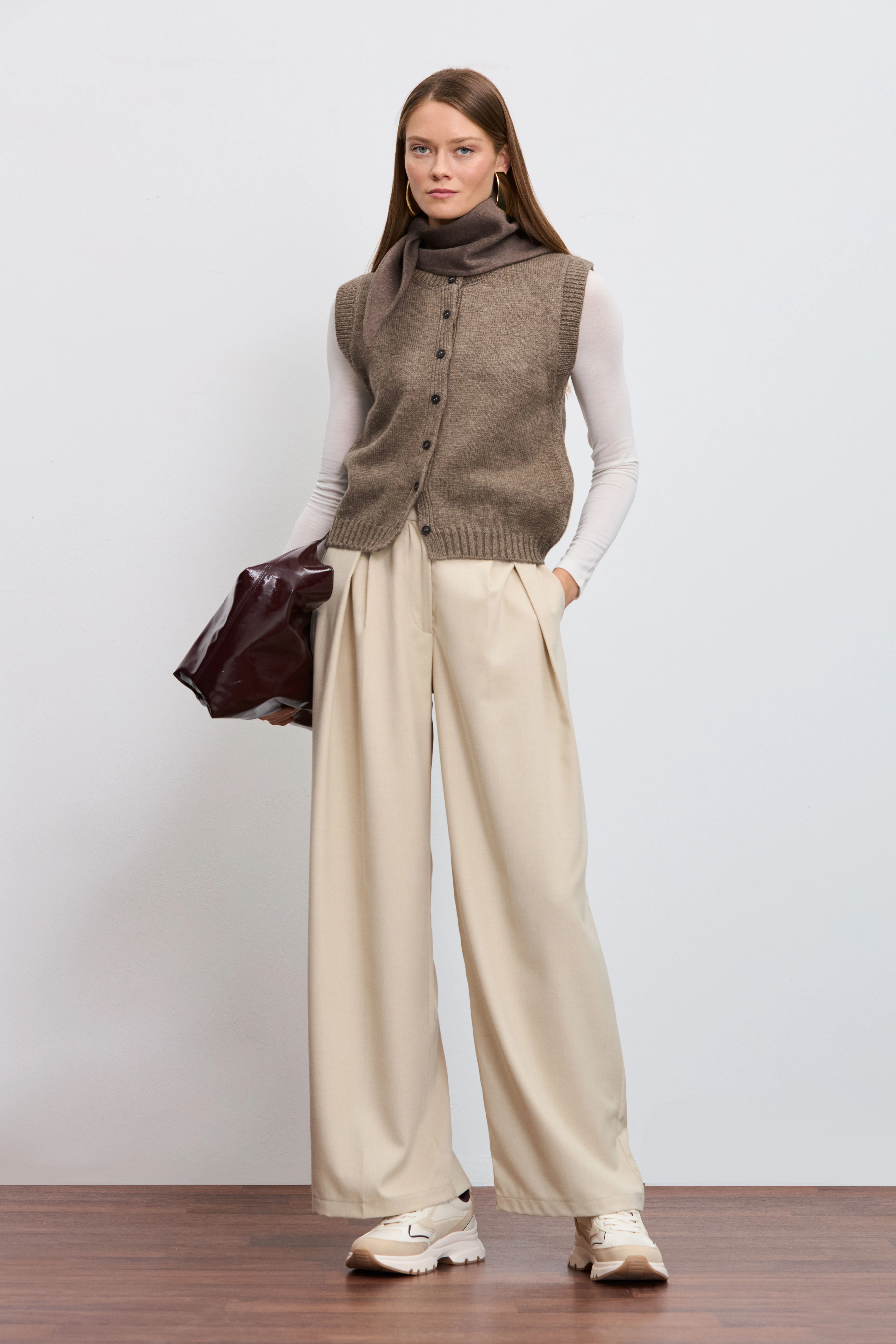 Boxy Triko Yelek - KAHVE