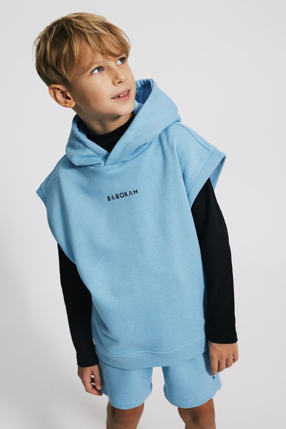 (Kids Boy) Kapüşonlu Loose Fit Kolsuz Sweatshirt