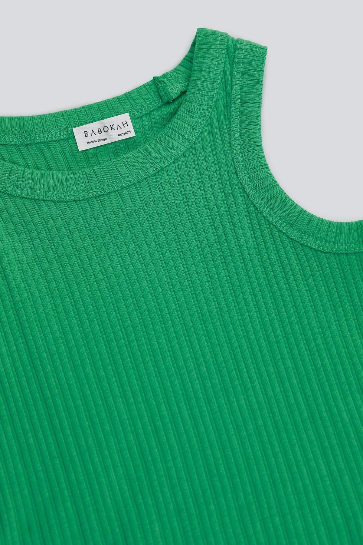 (Kids Girl) Halter Yaka Crop Top - YEŞİL