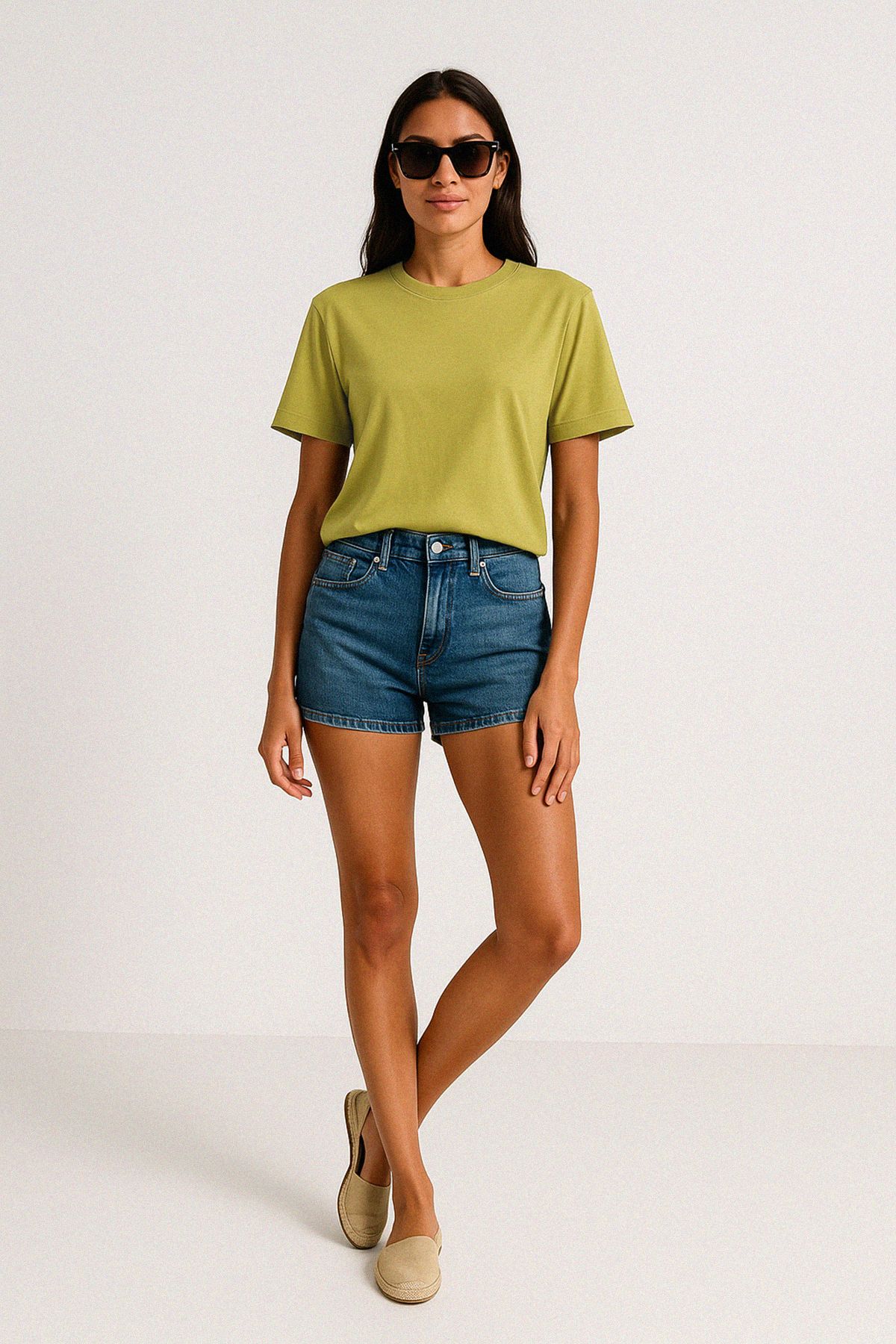 Premium Relaxed  Basic Tshirt - FISTIK YEŞİLİ