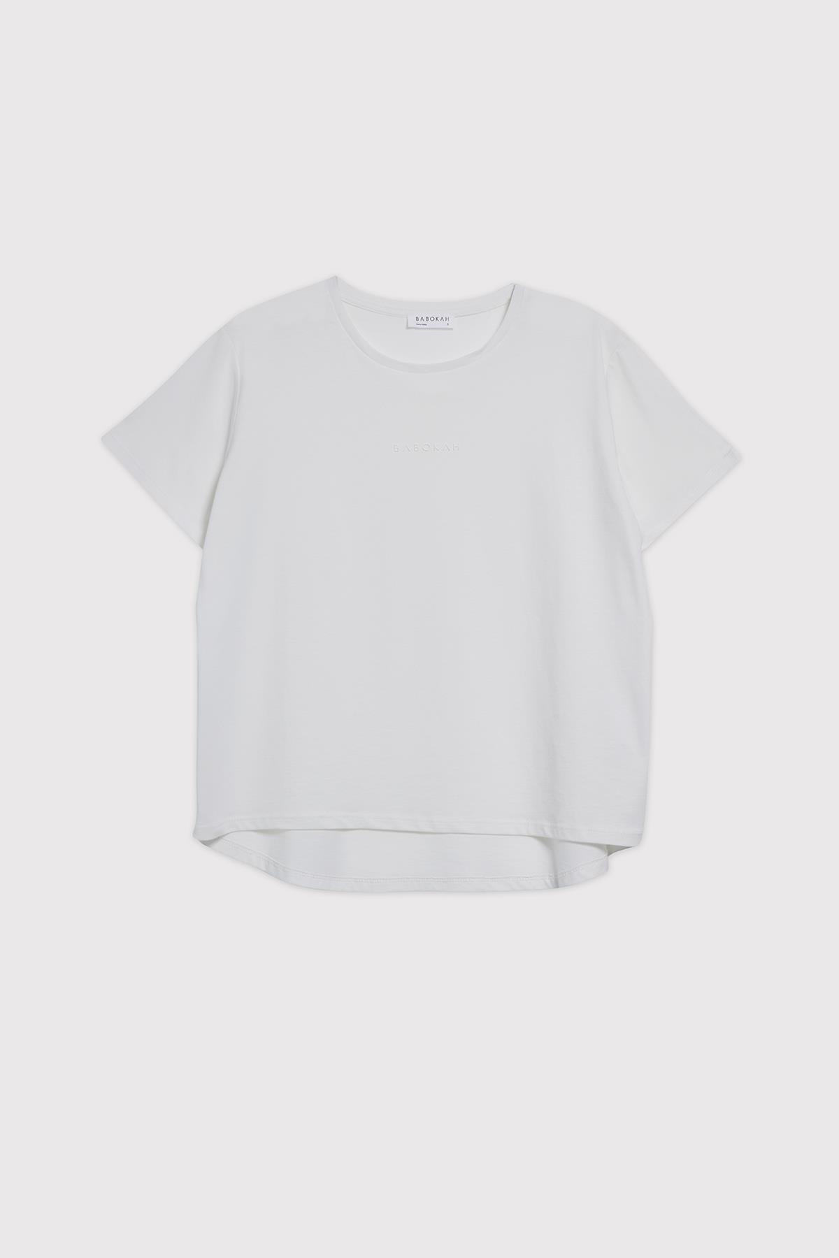 Kısa Kollu Asimetrik Kadın Tshirt - EKRU