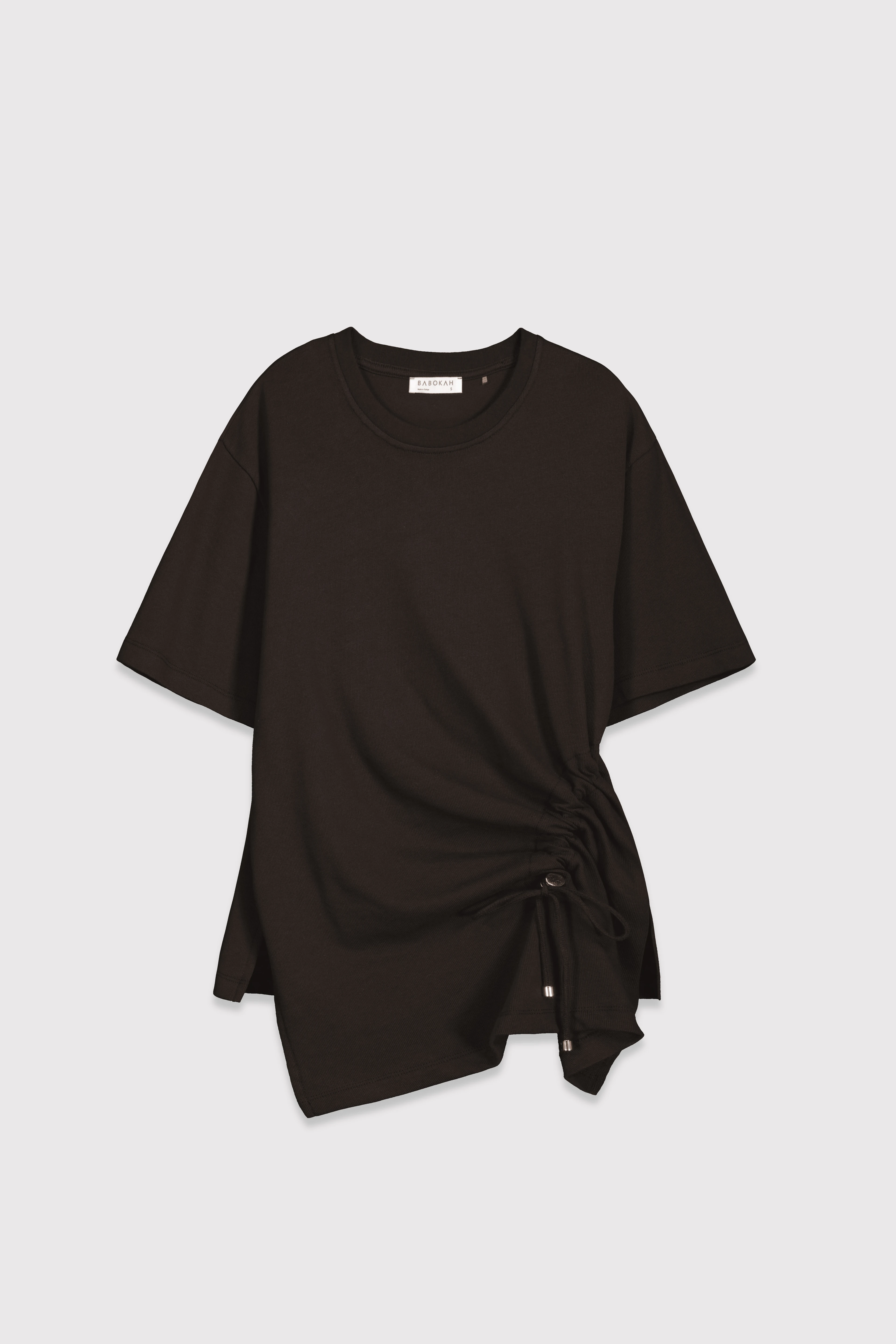 Drapeli Asimetrik Tshirt - SİYAH