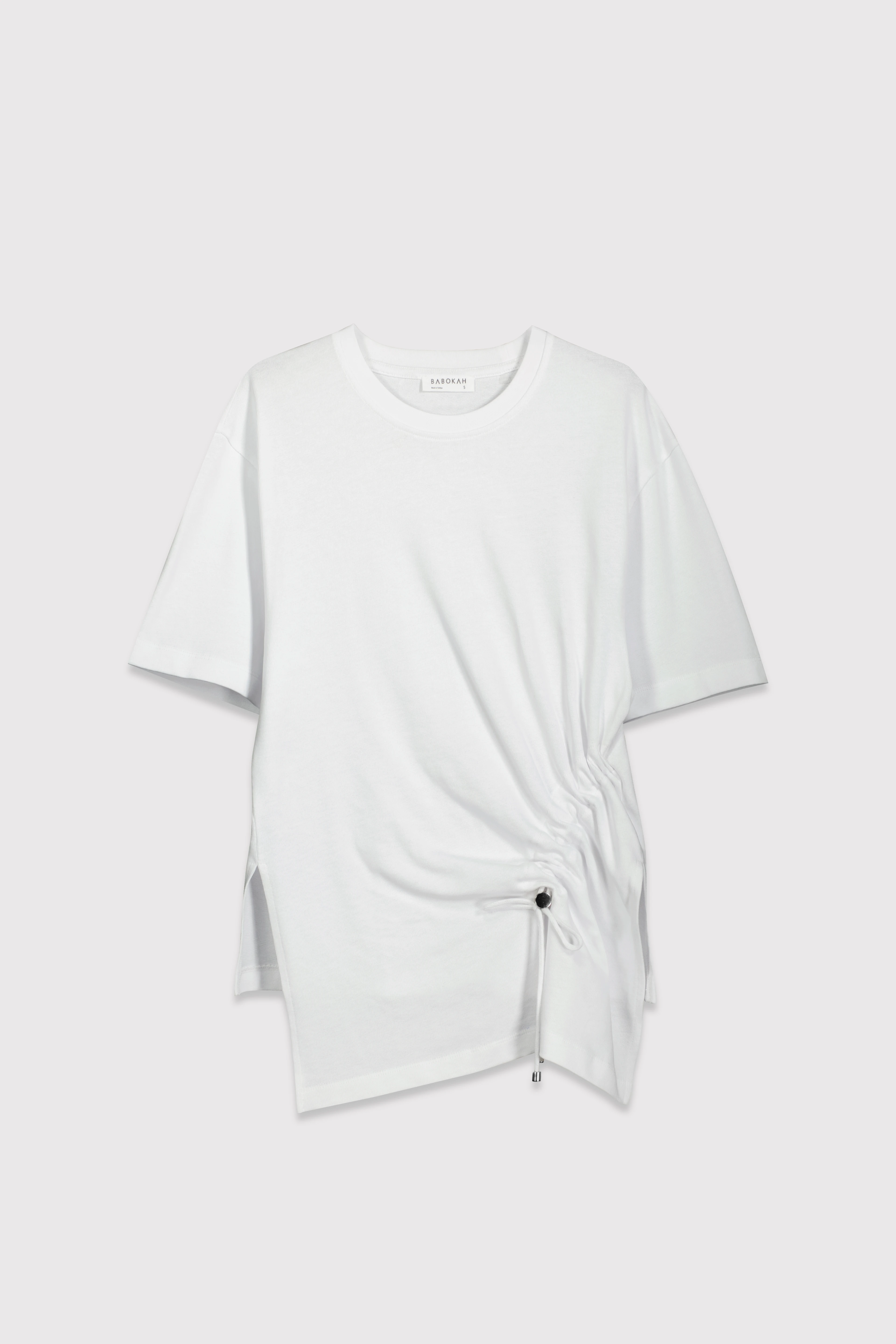 Drapeli Asimetrik Tshirt - BEYAZ