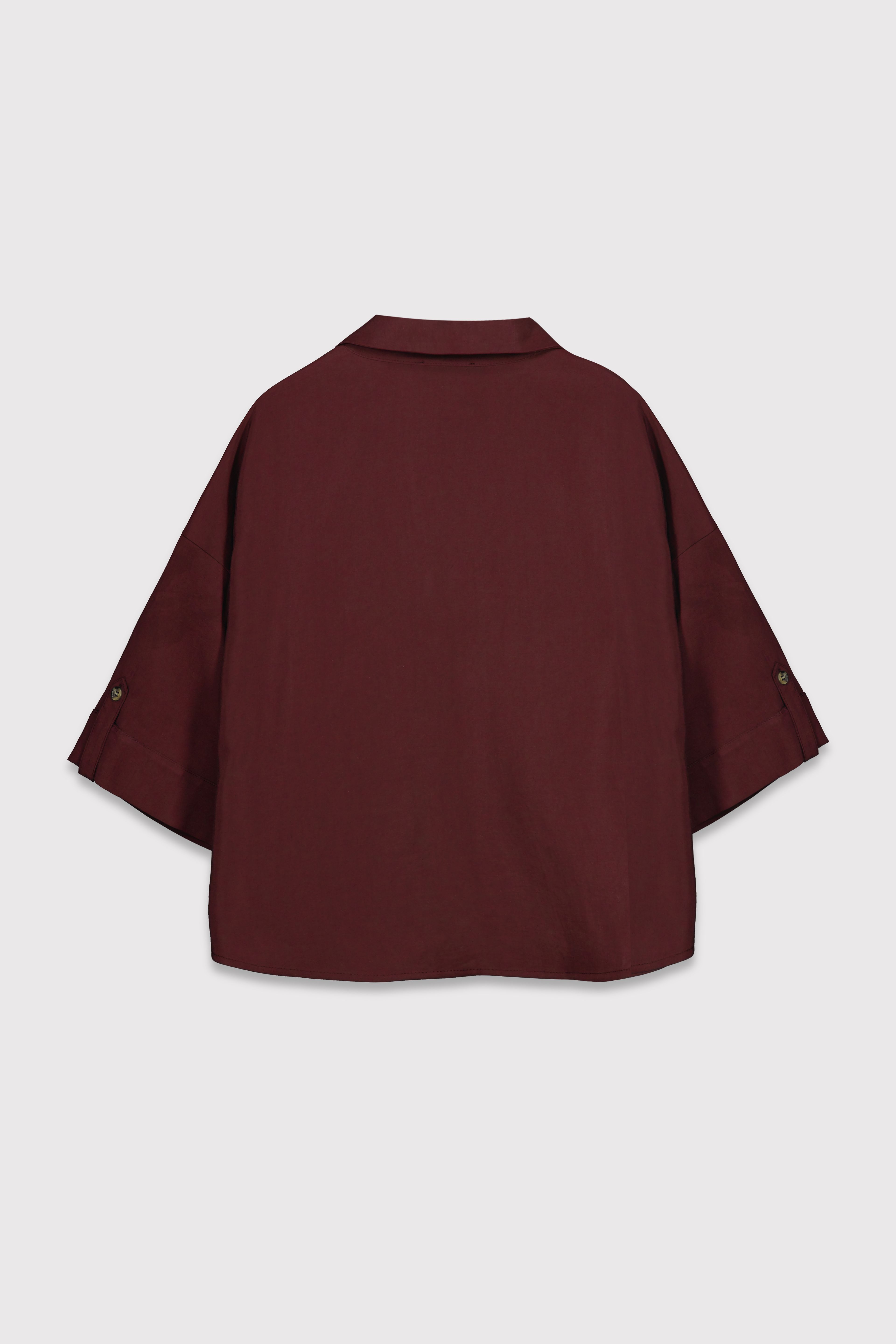 Modal V Yaka Gömlek - BORDO