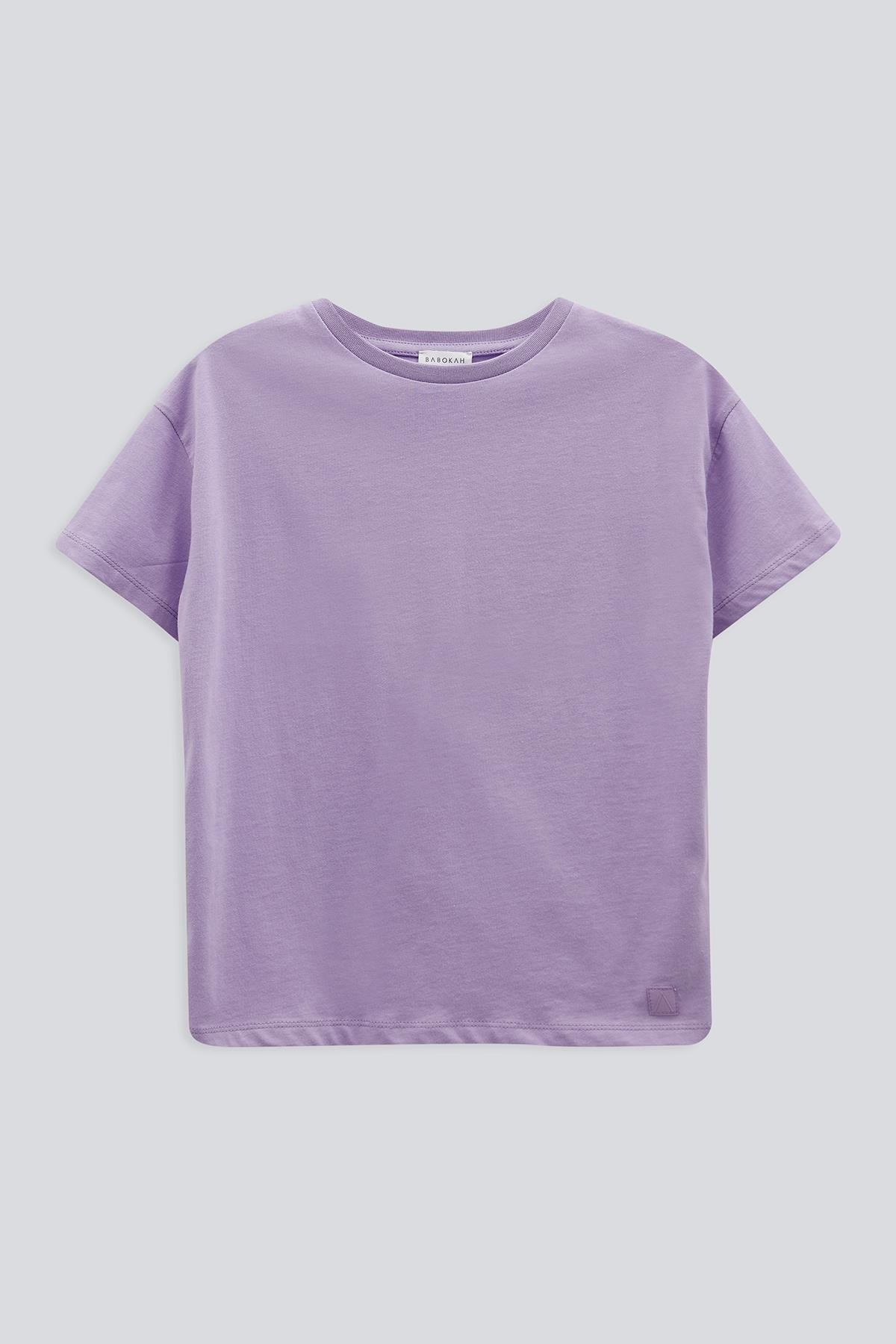 (Kids Girl) Basic Comfort Fit Kısa Kol T-Shirt - LİLA