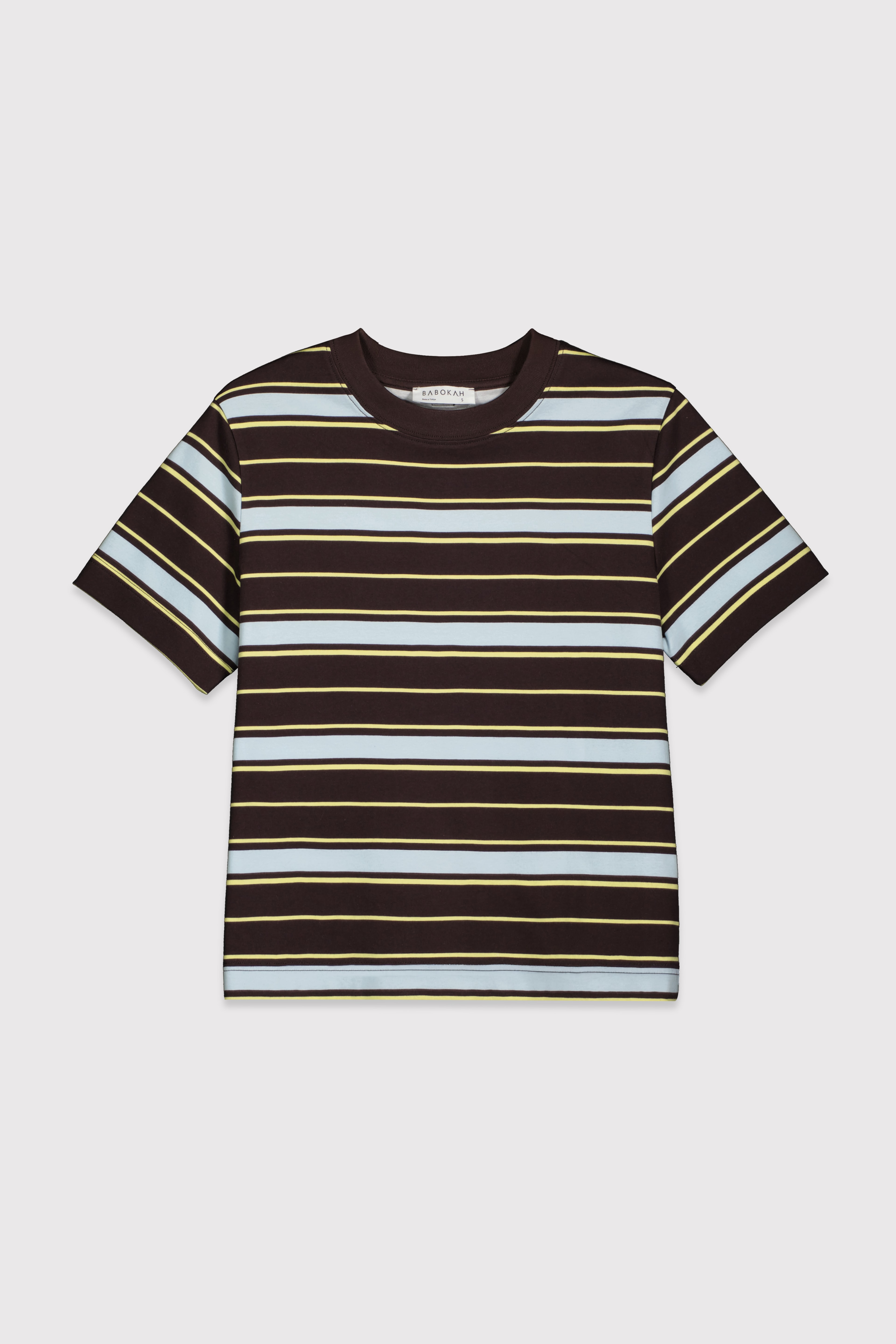 Çizgili Regular Basic Tshirt - KAHVE ÇİZGİLİ