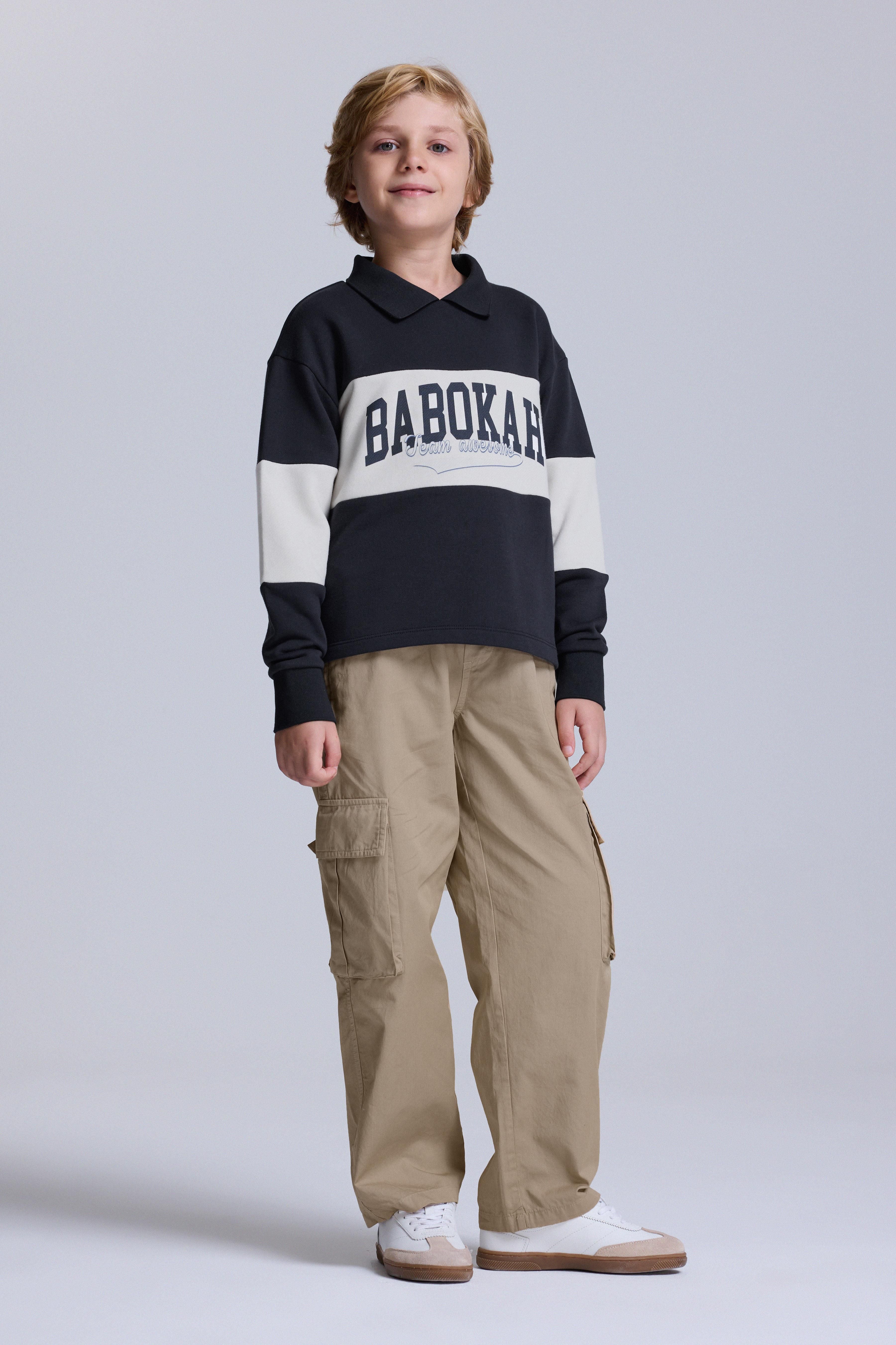 (Kids Boy) Nakışlı Polo Yaka Sweatshirt