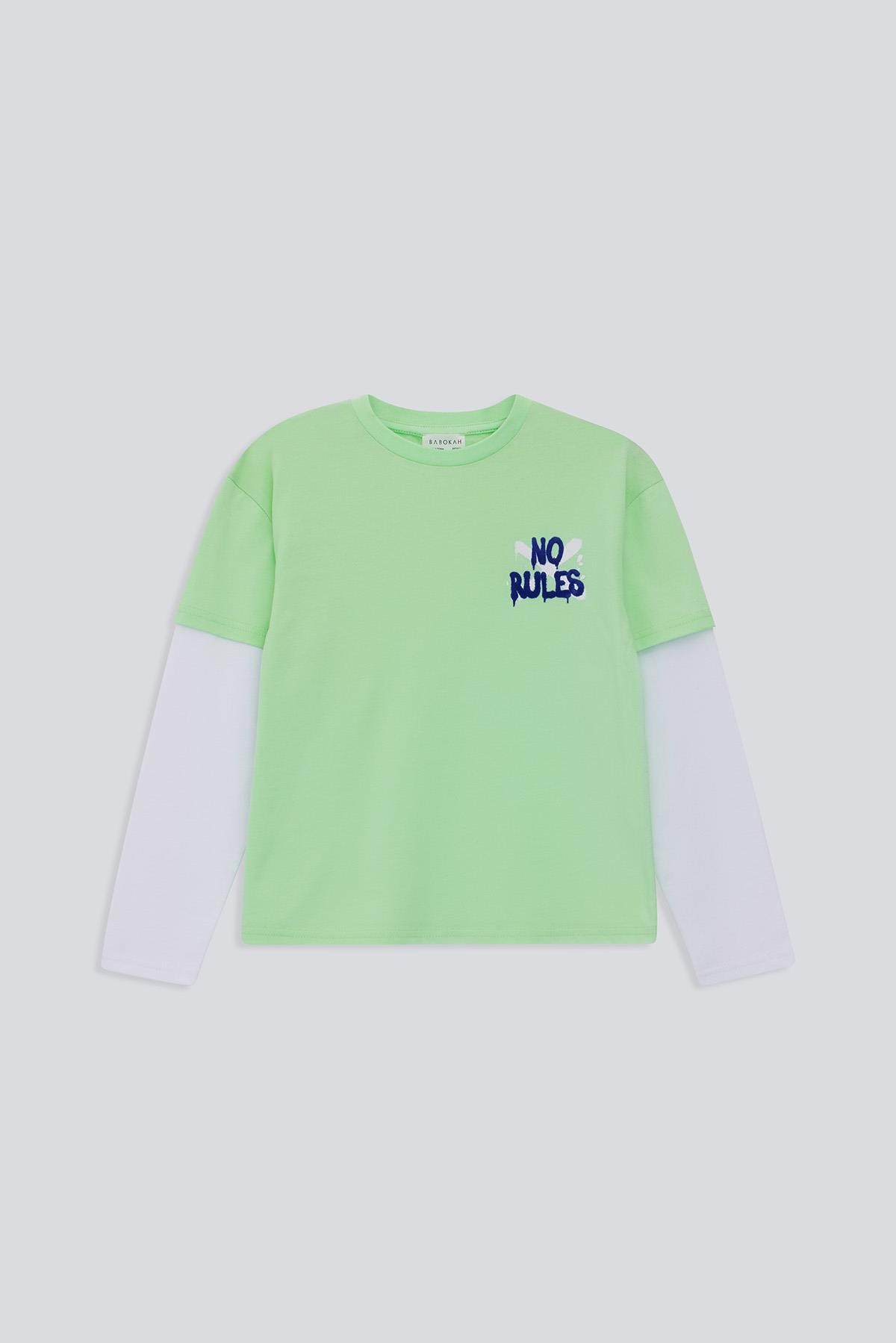 (Kids Boy) Çift Kollu Bisiklet Yaka Uzun Kol T-Shirt