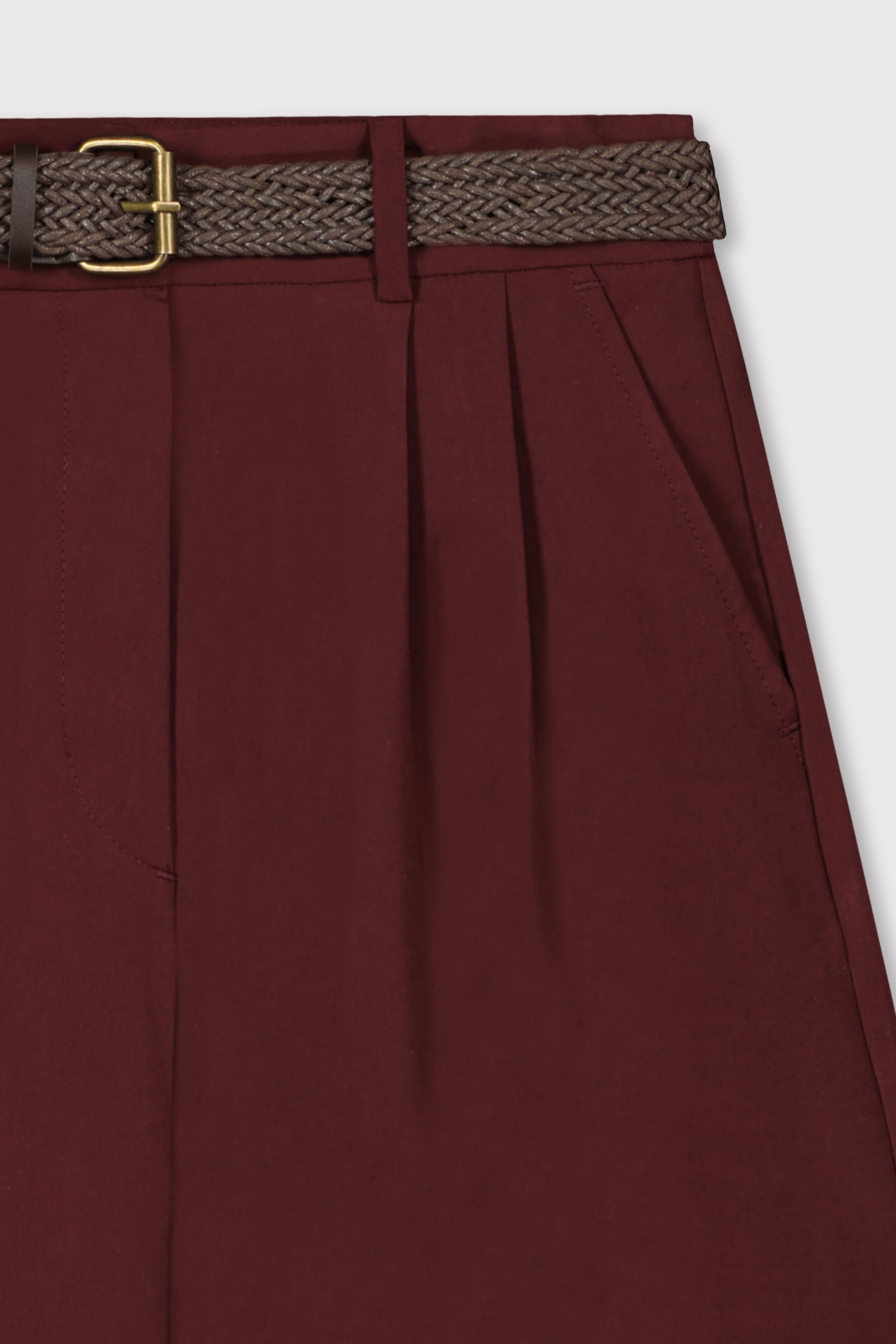 Kemerli Modal Şehir Boy Şort - BORDO