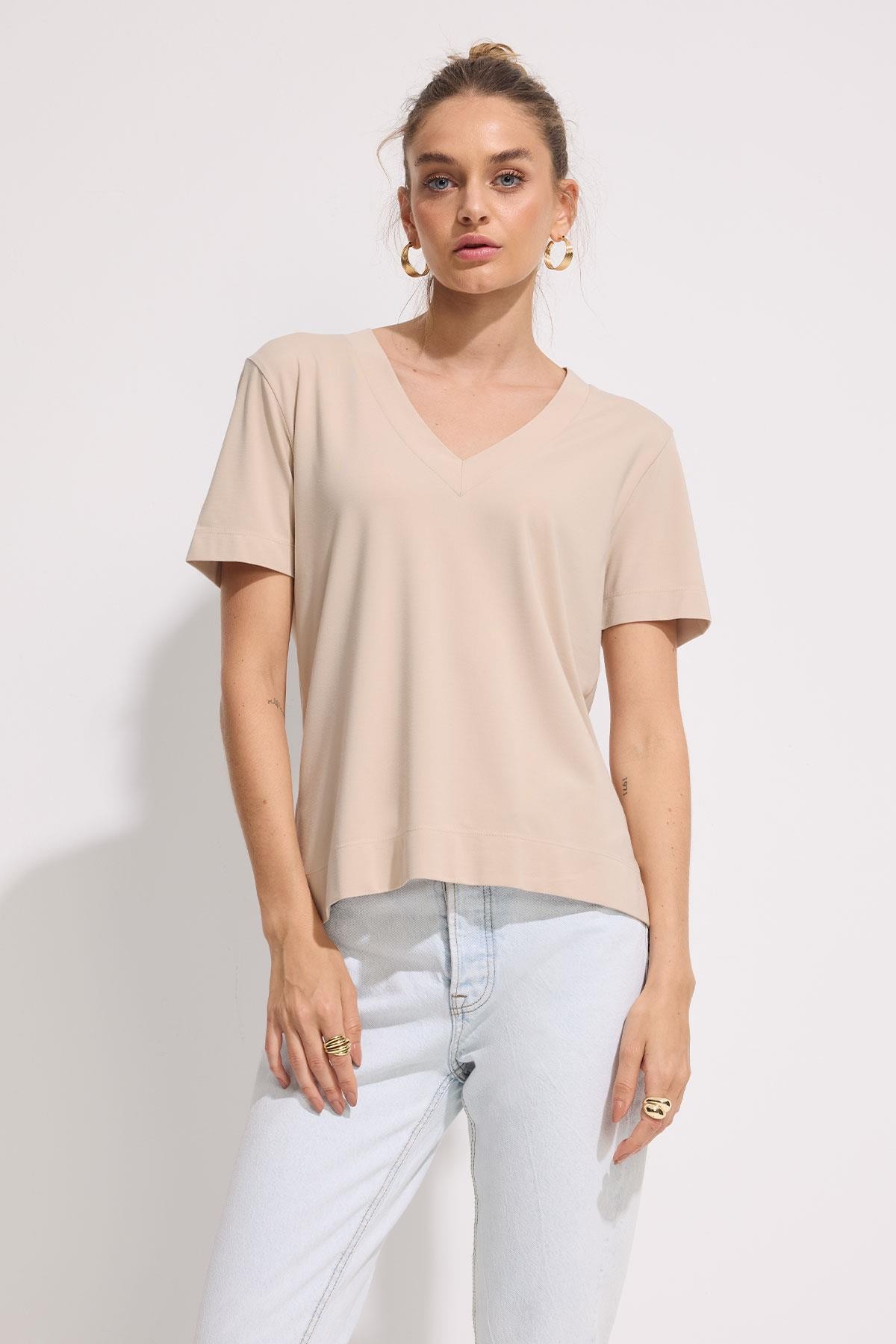 V Yaka Modal Rayon Premium T-shirt