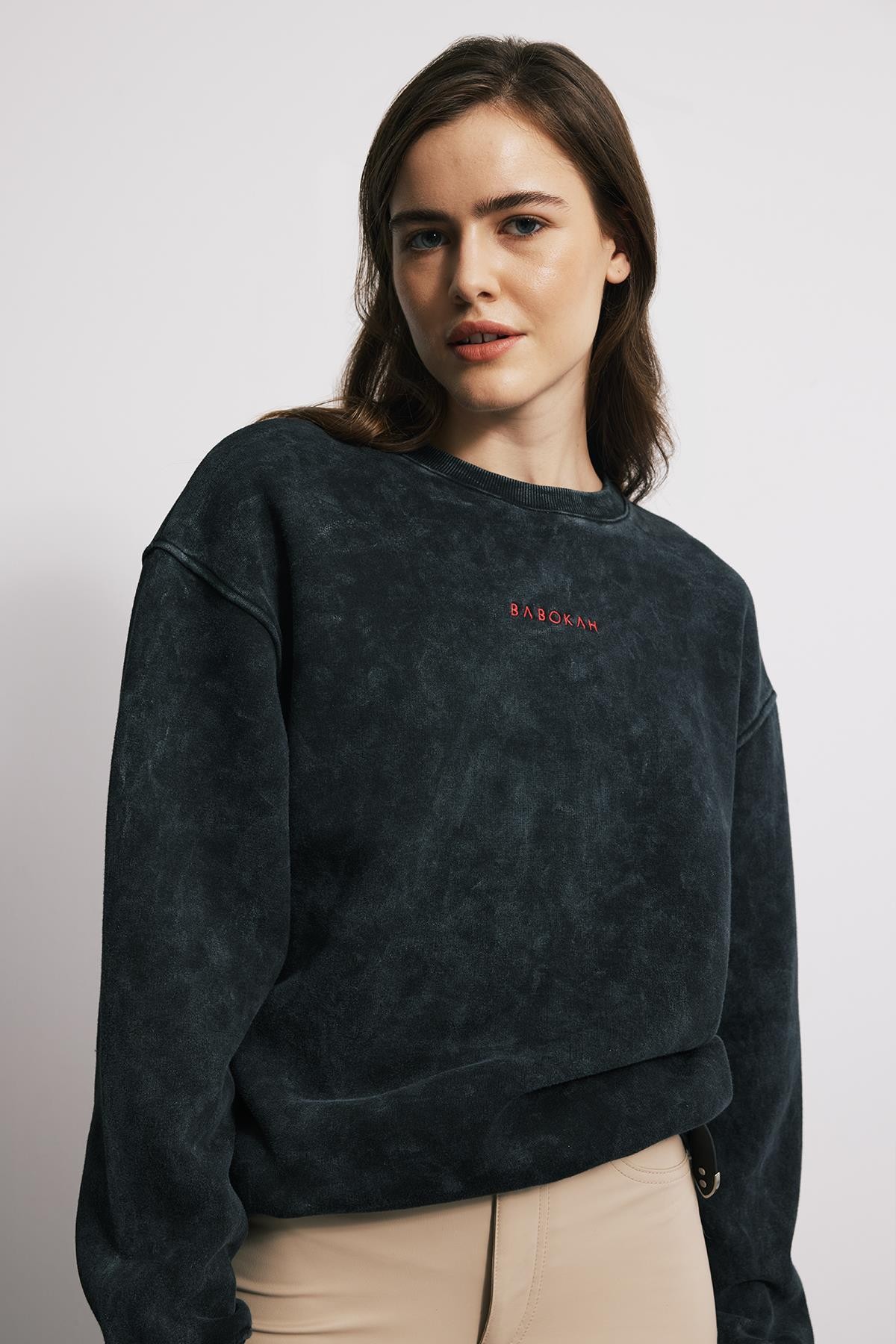 Eskitme Efektli Loose Fit Unisex Sweatshirt