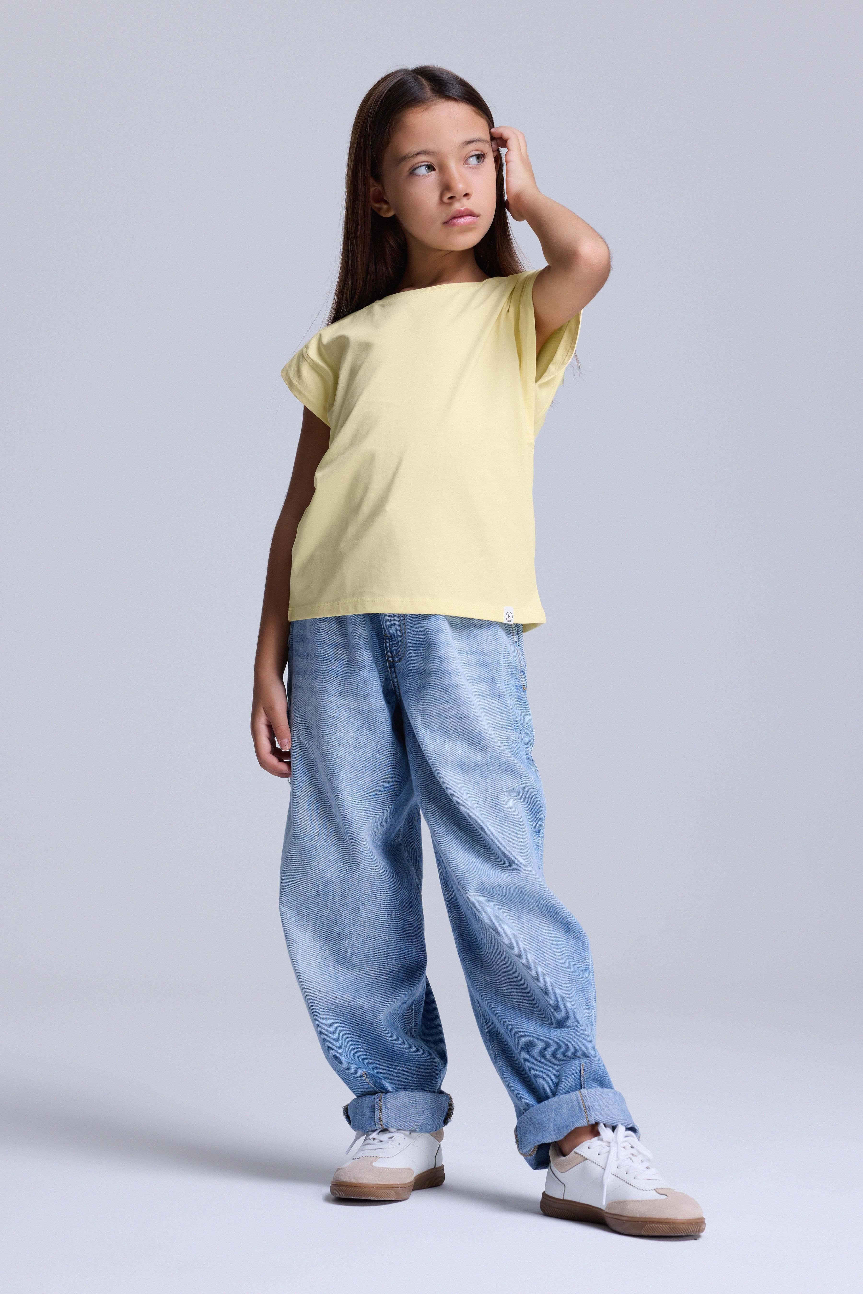 (Kids Girl) Kısa Kol Boxy Tshirt - SARI