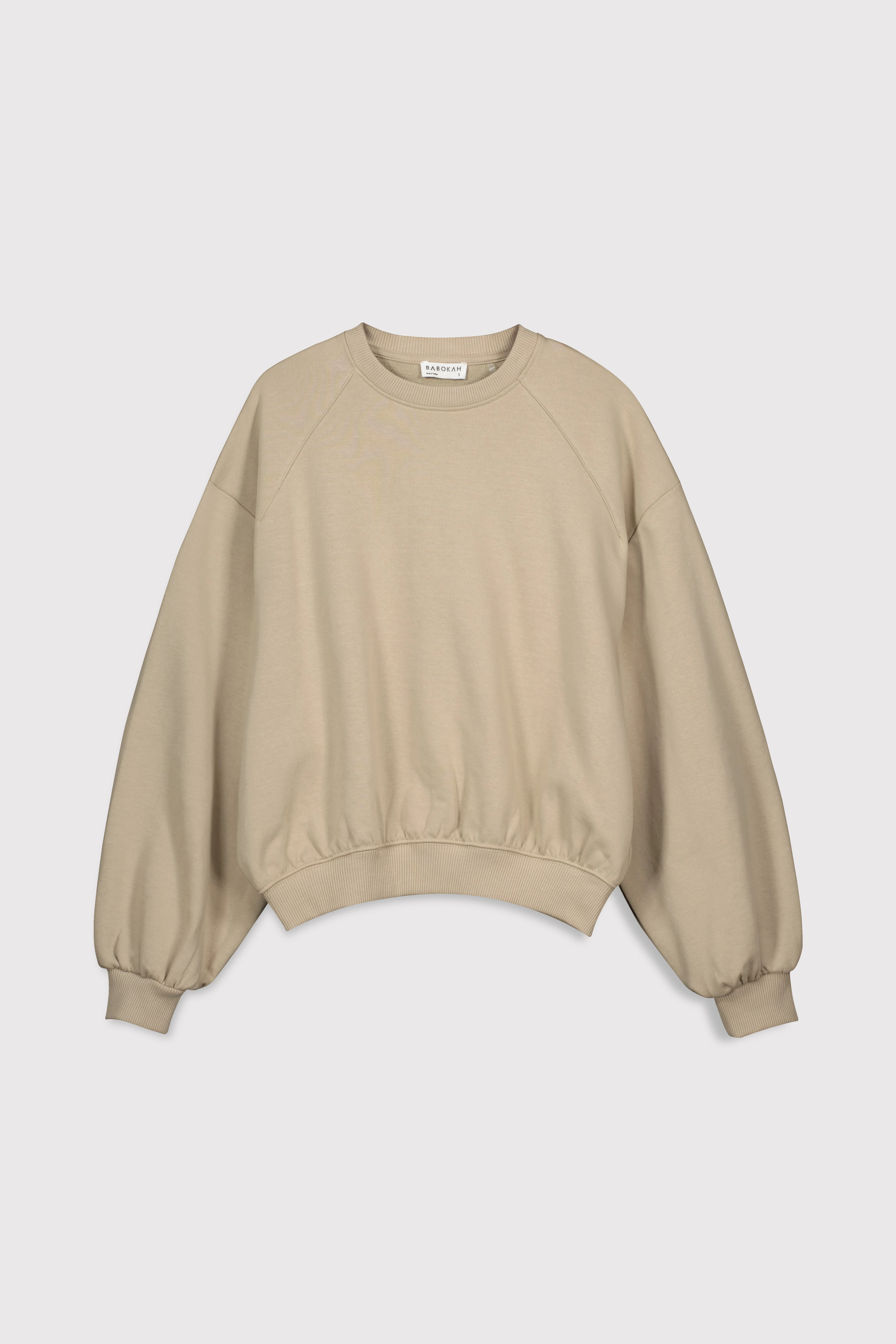 Dikişli Balon Kol Sweatshirt - UÇUK BEJ