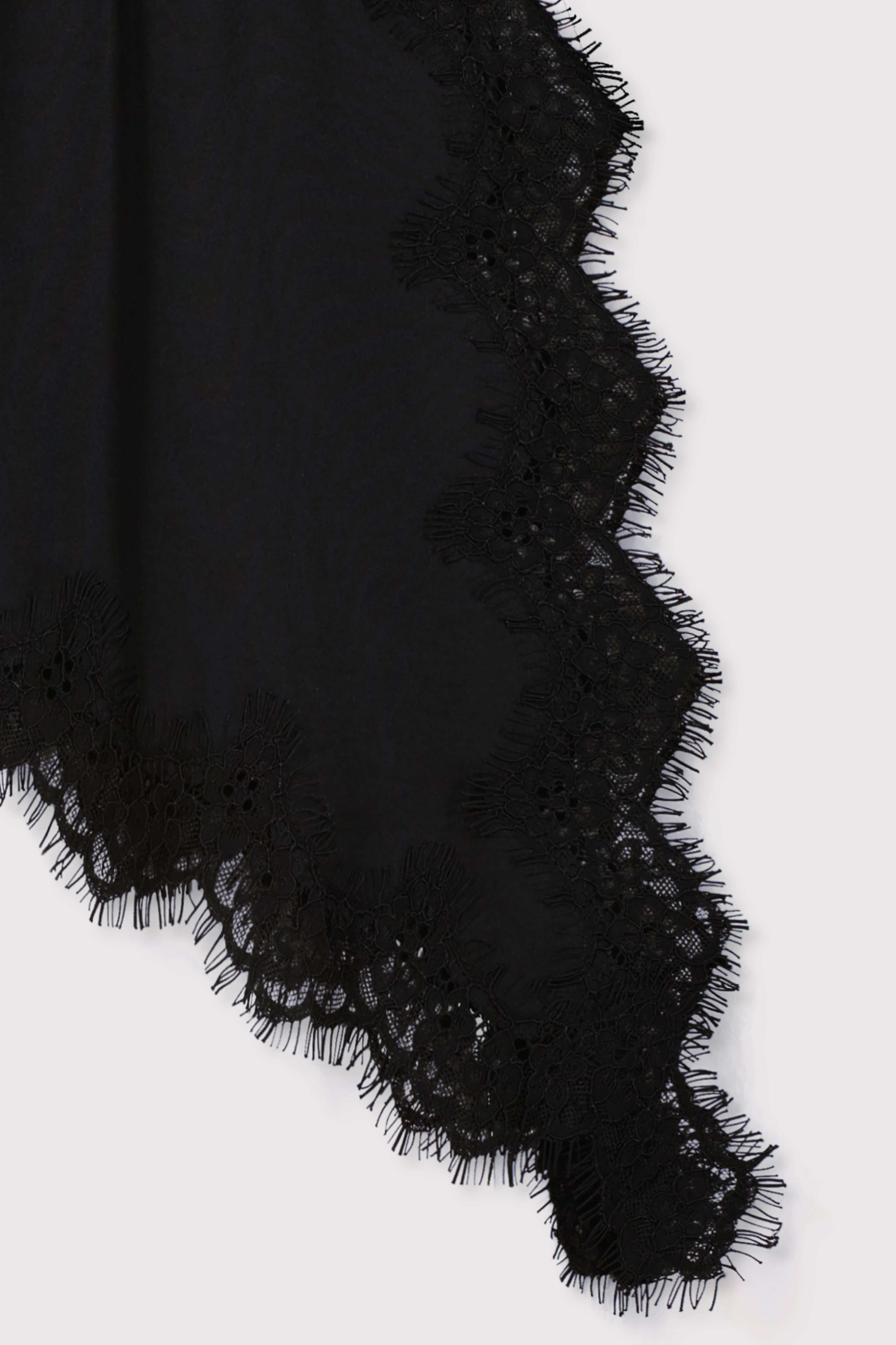 Dantelli Yan Yırtmaçlı Asimetrik Mini Jarse Etek - SİYAH