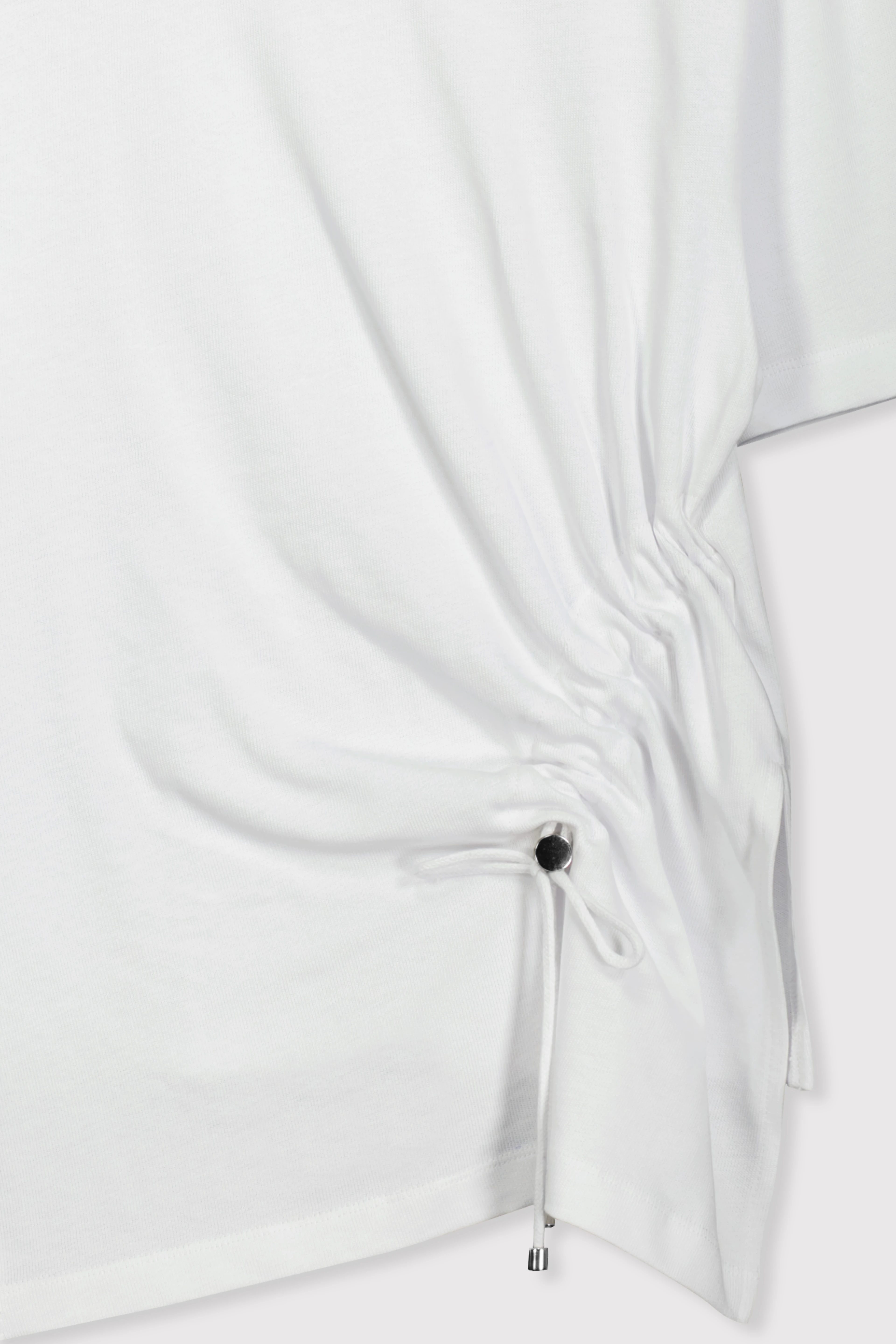 Drapeli Asimetrik Tshirt - BEYAZ