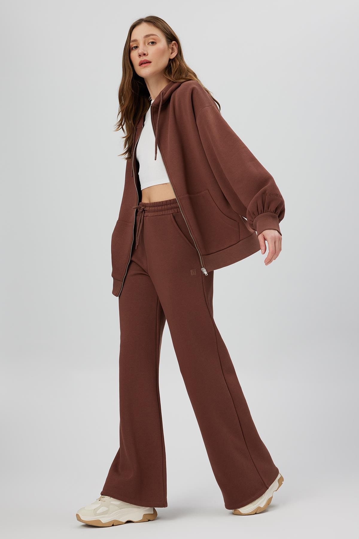 Fermuarlı Kapüşonlu Oversize Sweatshirt