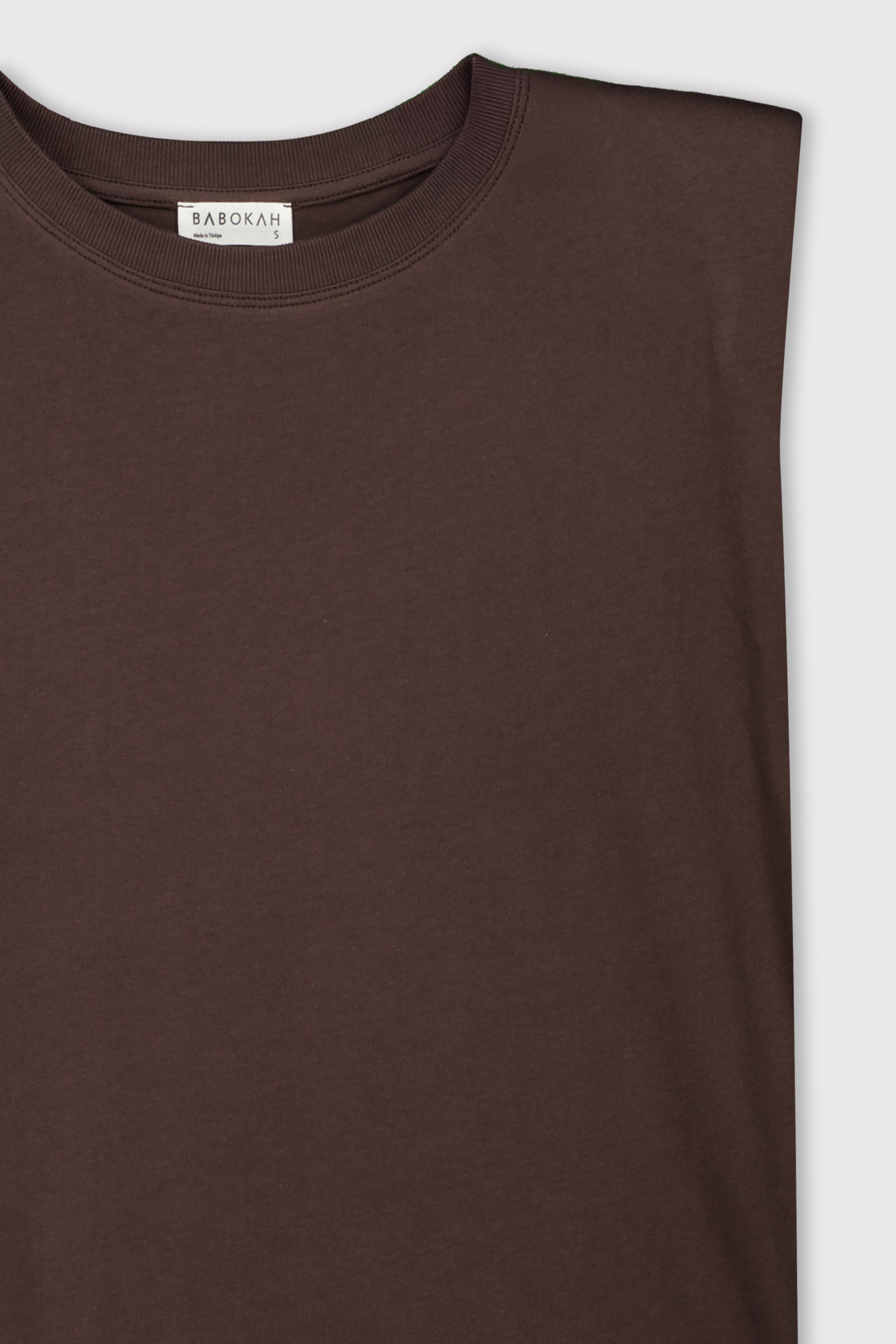 Omuz Vatkalı Kolsuz T-Shirt