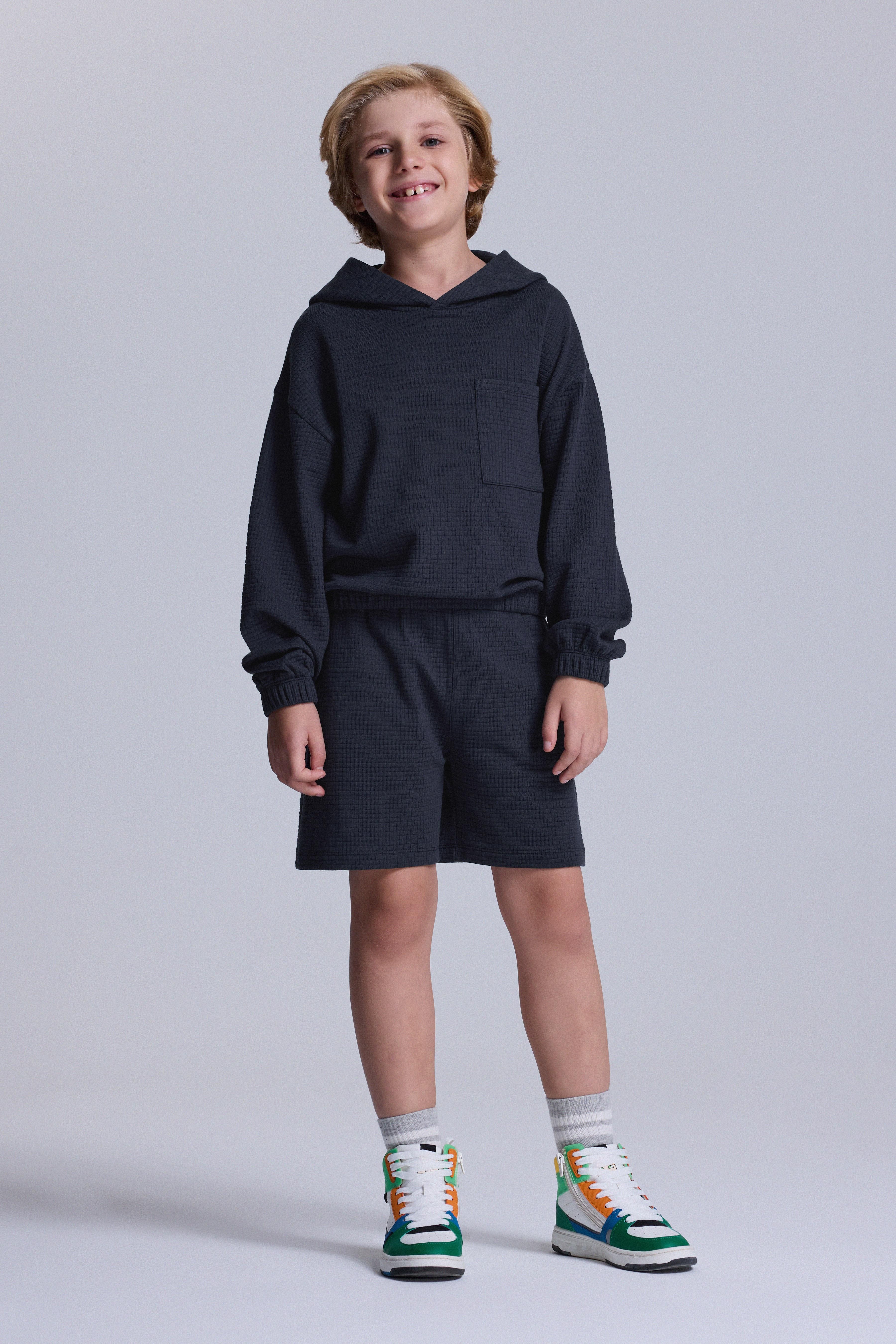 (Kids Boy) Kapitone Kapüşonlu Sweatshirt - LACİVERT