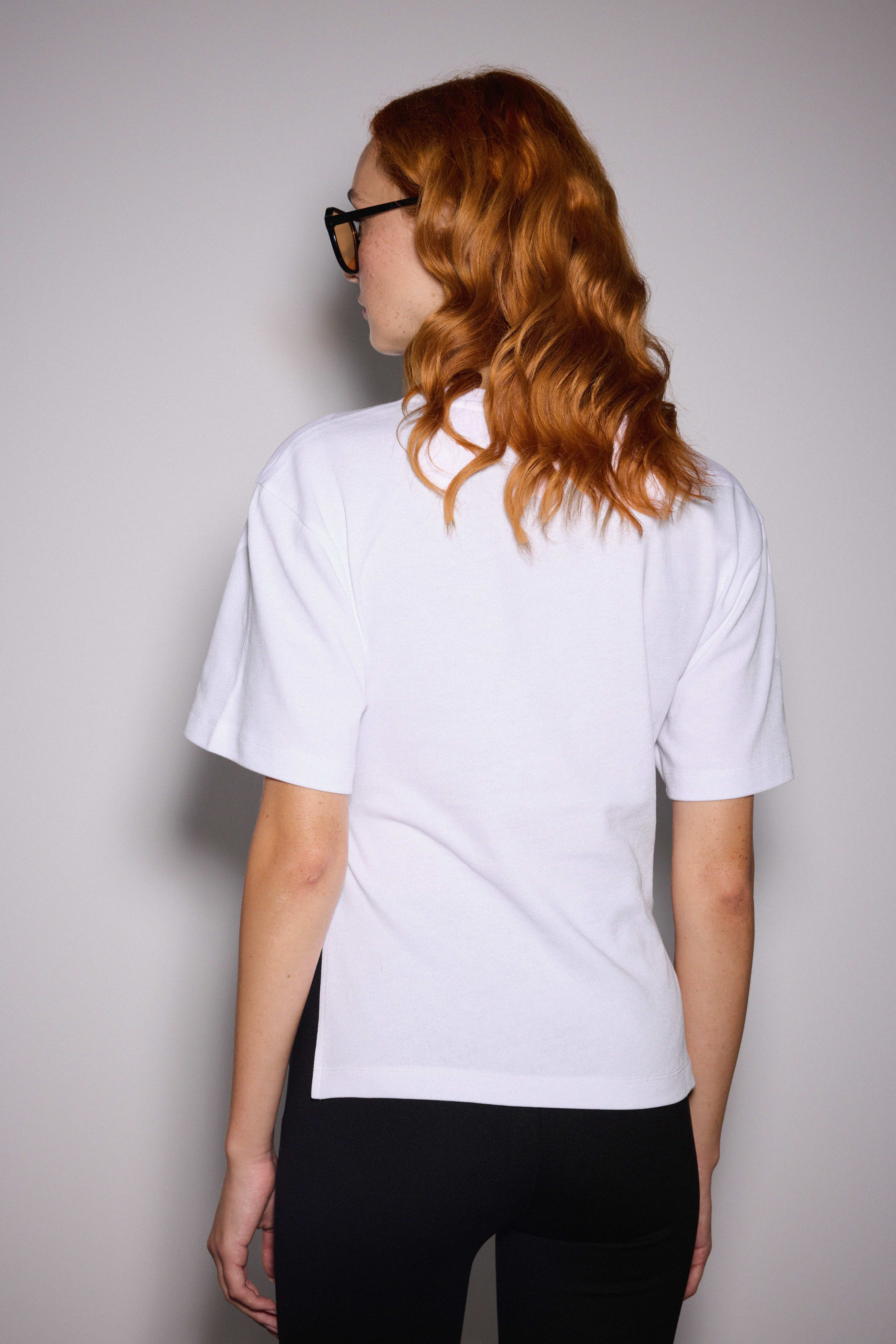 Drapeli Asimetrik Tshirt - BEYAZ