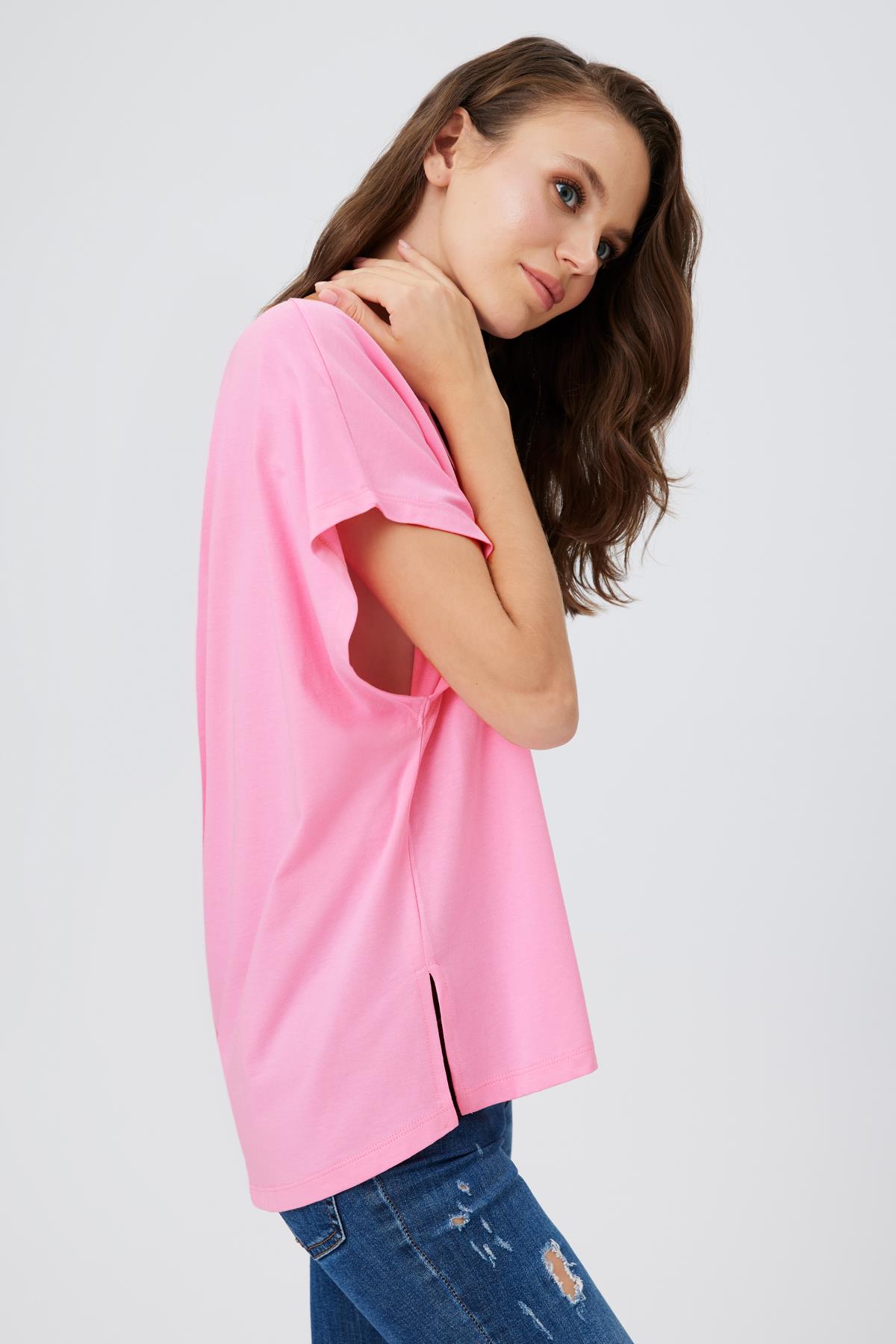 Bisiklet Yaka Düşük Omuz Oversize T-Shirt