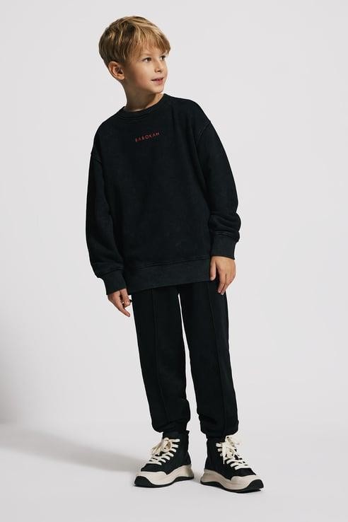 (Kids Boy) Oversize Fit Eskitme Efektli Sweatshirt	 - SİYAH