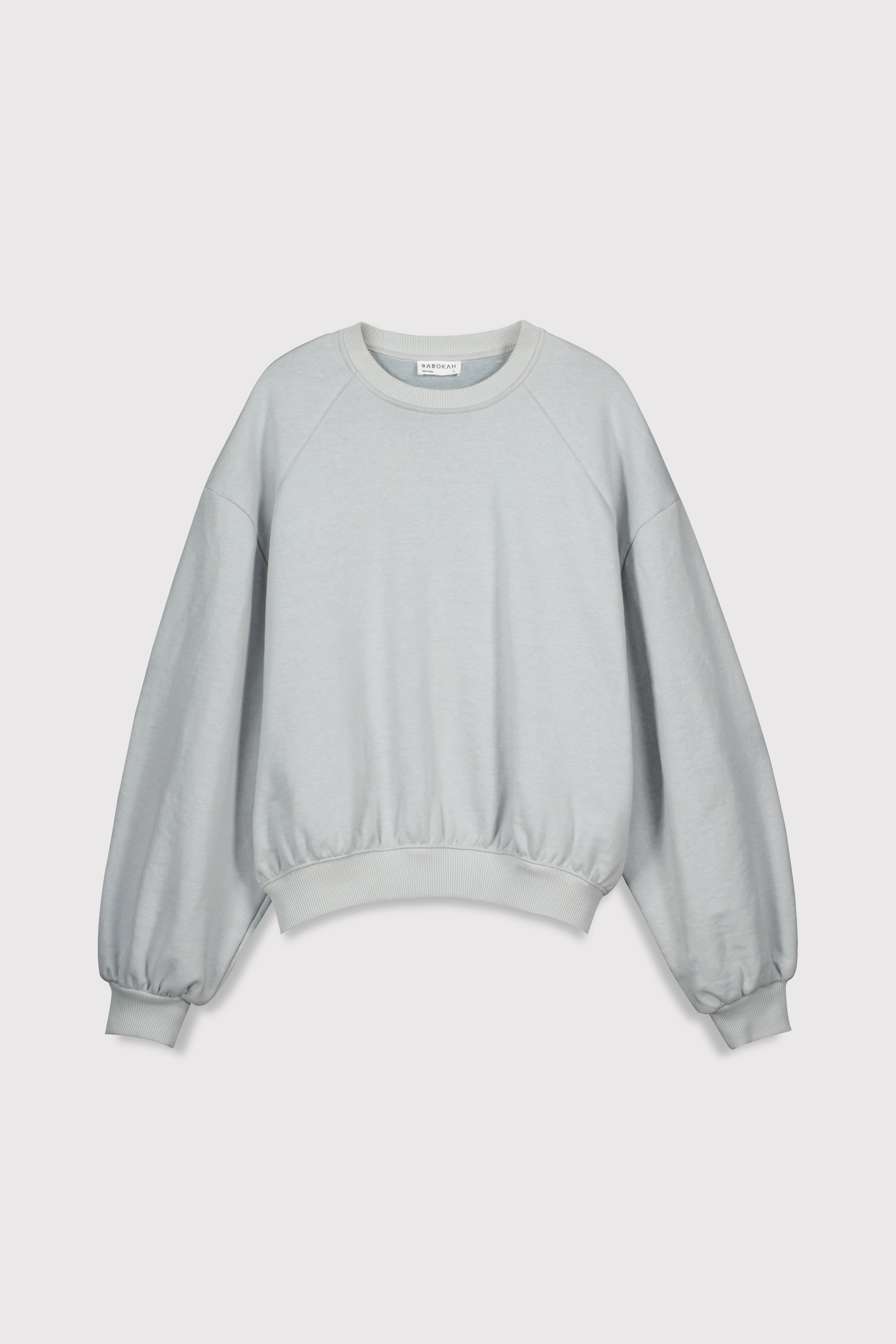 Dikişli Balon Kol Sweatshirt - AÇIK GRİ