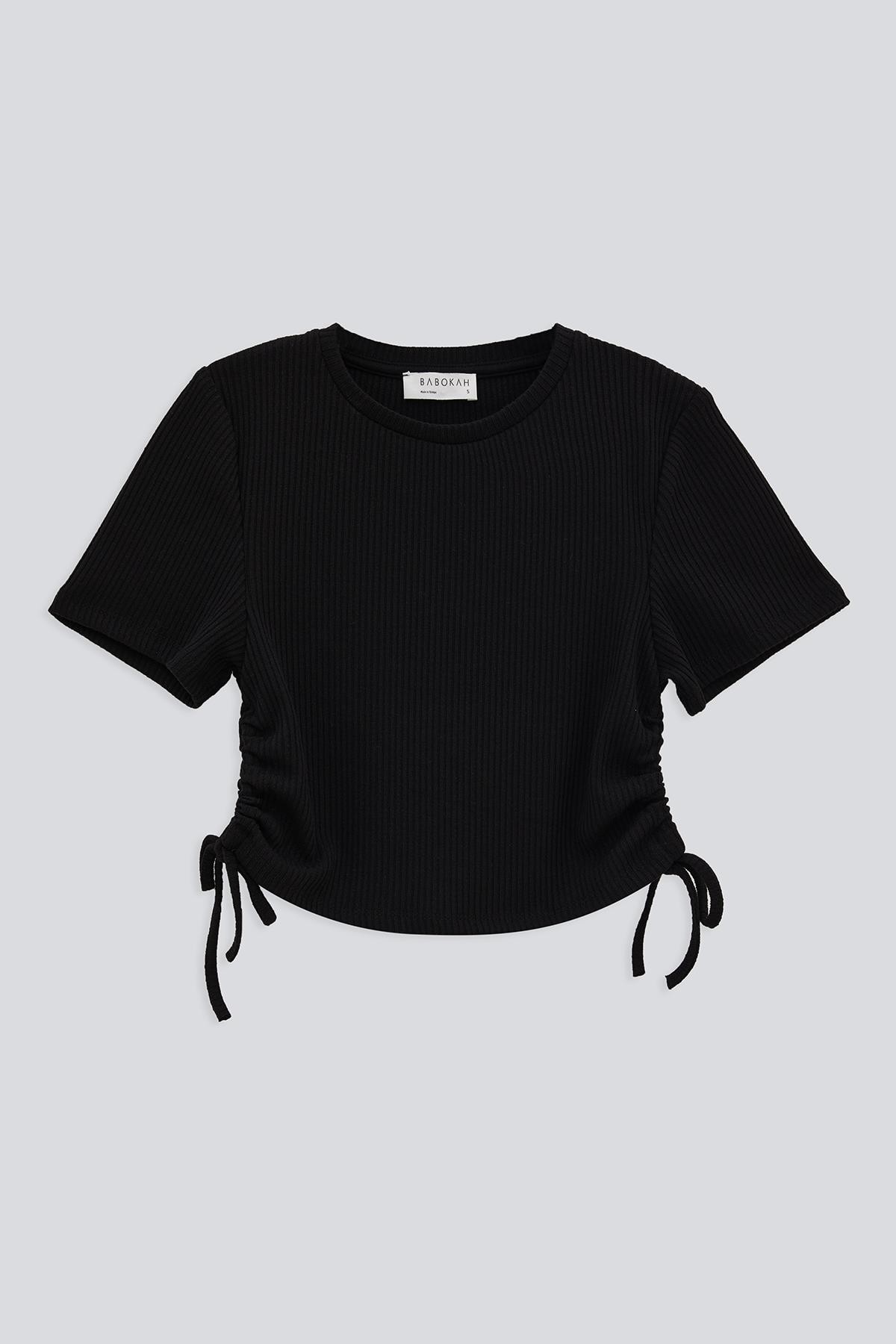 Yan Büzgülü Crop Top